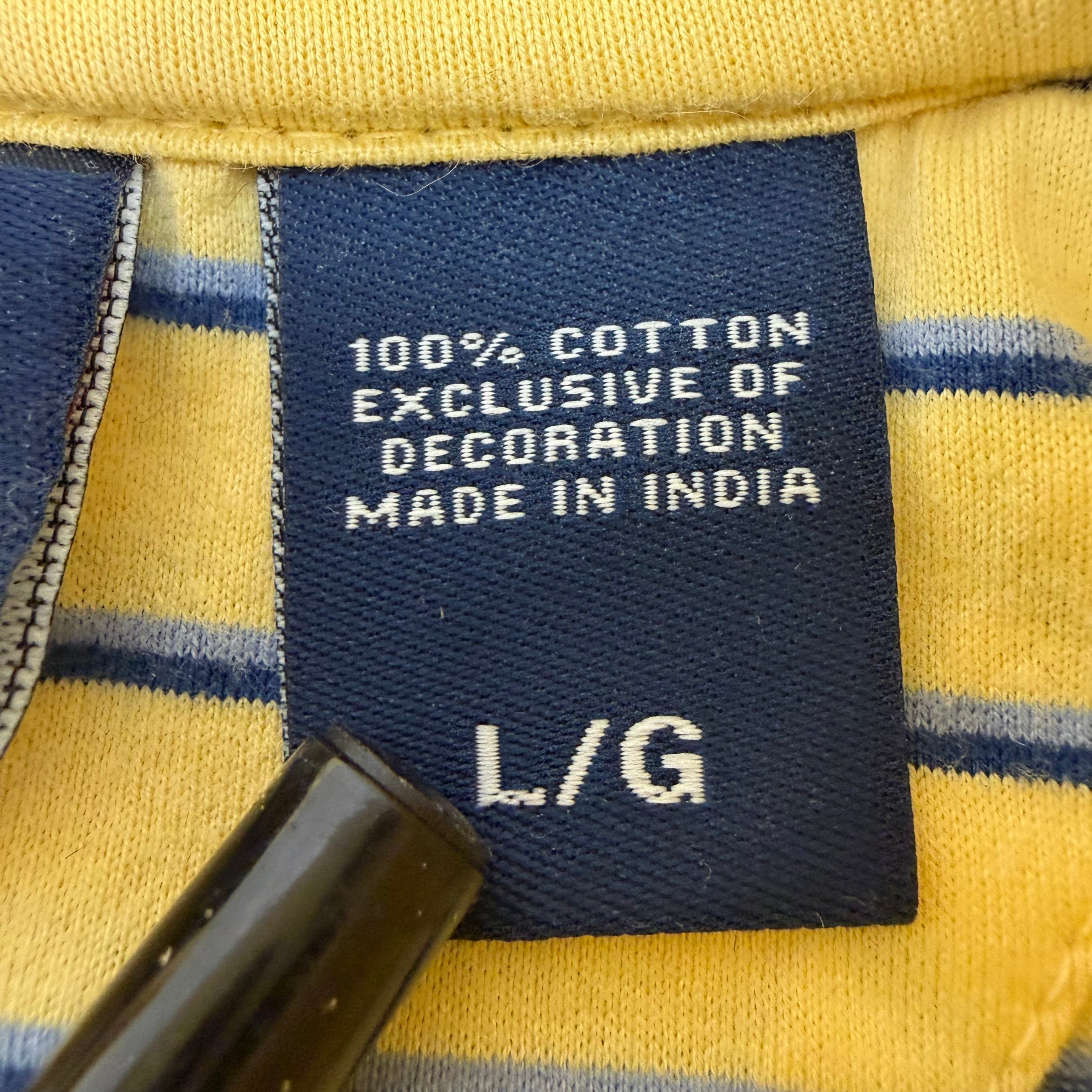 Vintage Chaps Ralph Lauren Golf Striped Polo Yellow