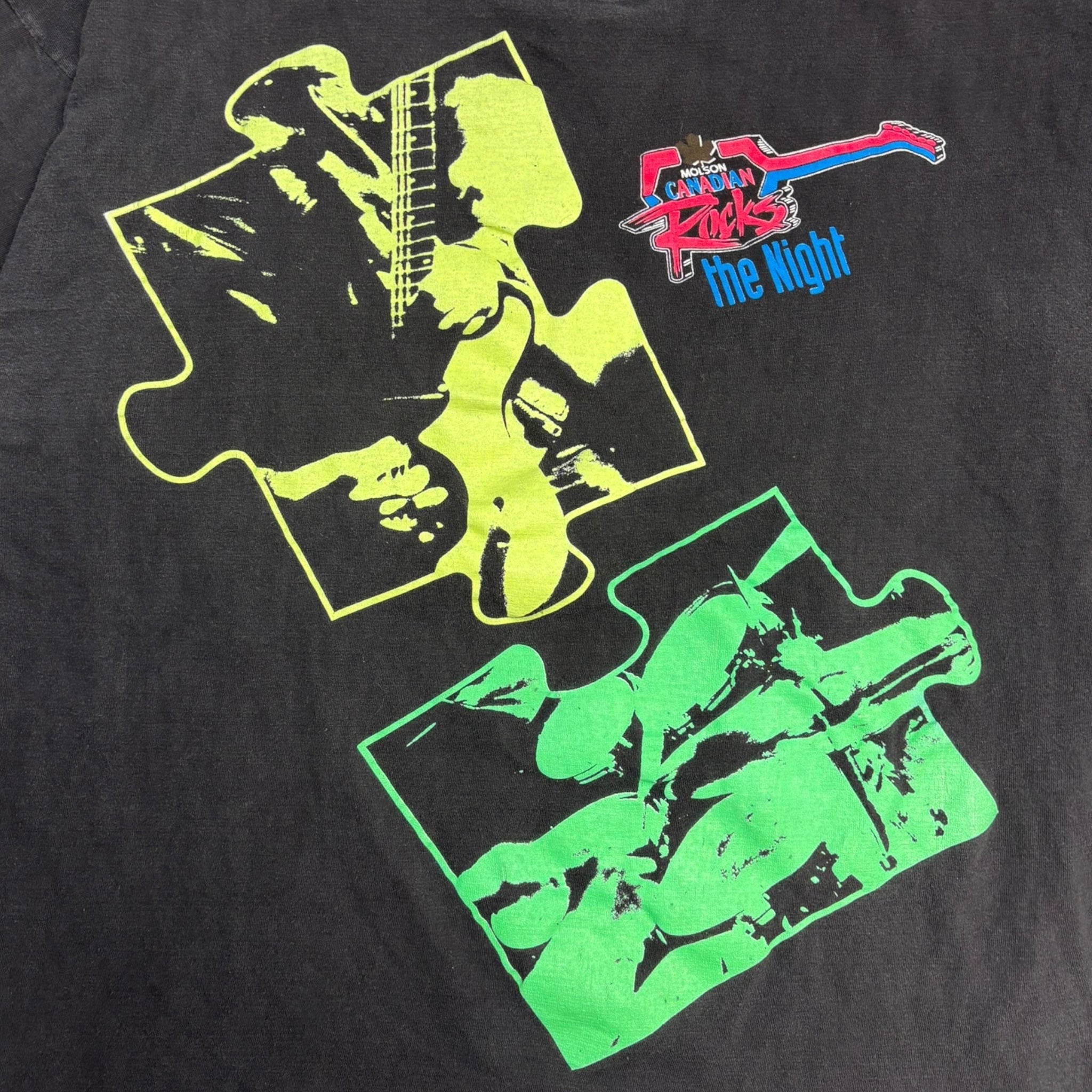 Vintage Molson Canadian "Rocks The Night" Puzzle T-Shirt
