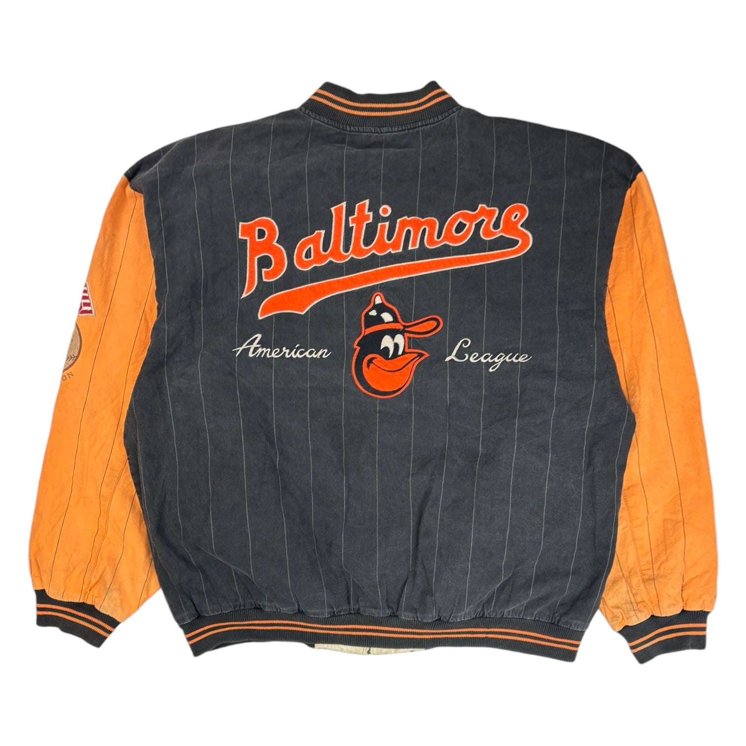 Vintage Mirage Baltimore Orioles Varsity Button-Up Jacket Black