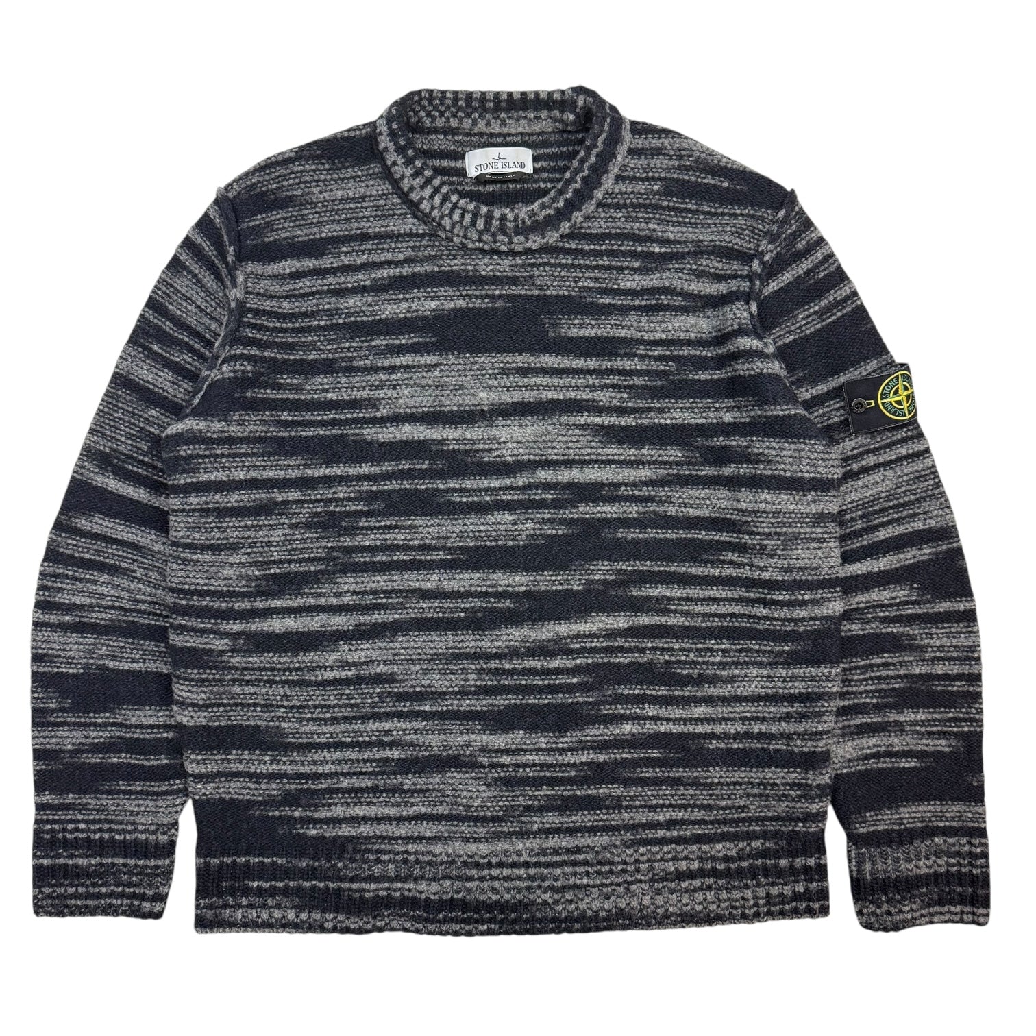 Stone Island Reverse Seam Mark Knit Crewneck Black/Grey