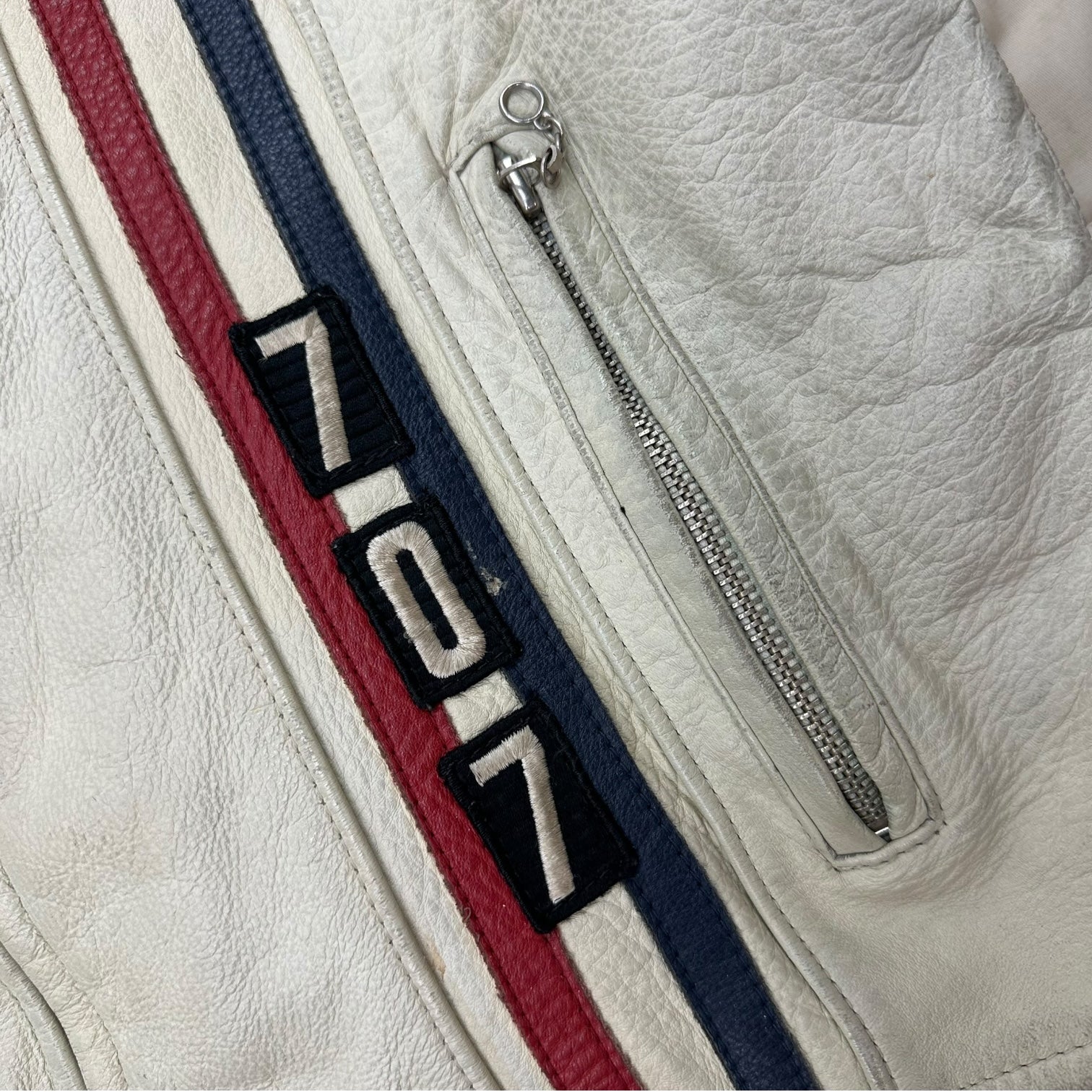 Vintage Diesel Leather Racer Jacket Cream