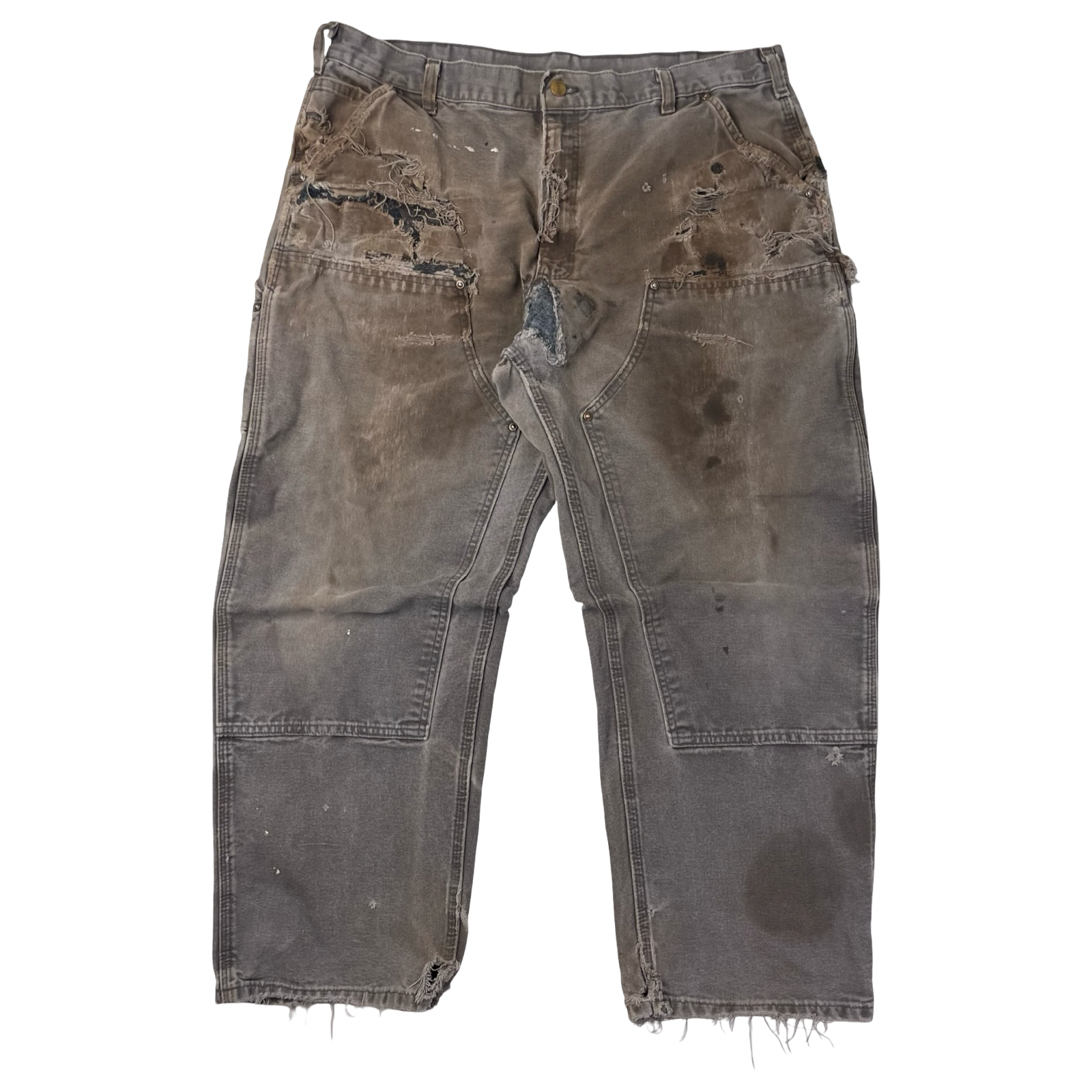 Vintage Carhartt Trashed Double Knee Carpenter Pant Washed Grey