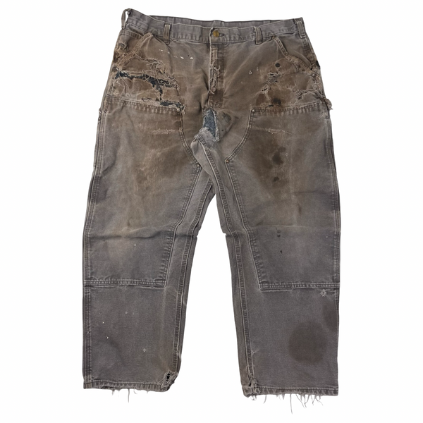 Vintage Carhartt Thrashed Double Knee Carpenter Pant Washed Grey