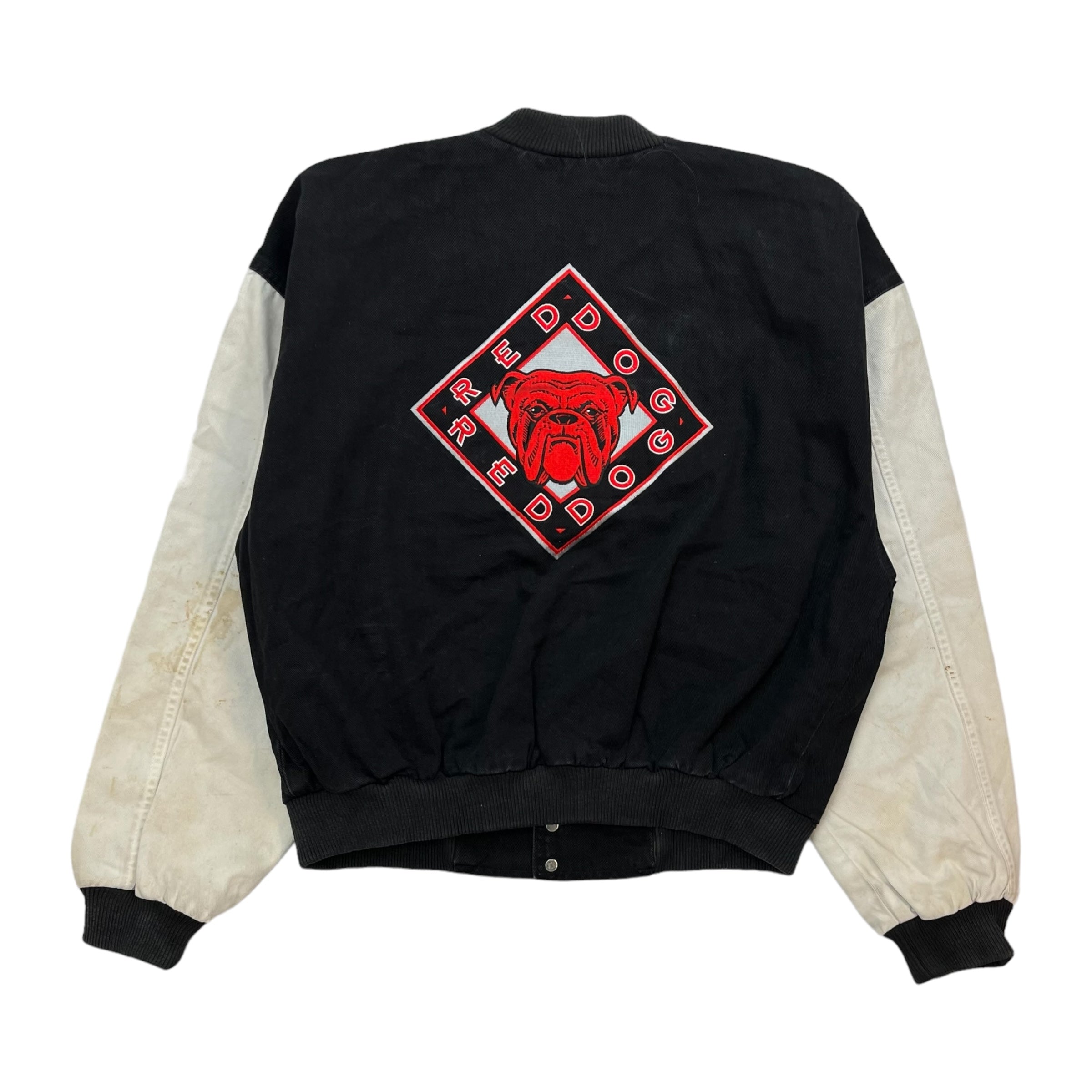 Vintage Red Dog Duck Canvas Varsity Bomber White/Black