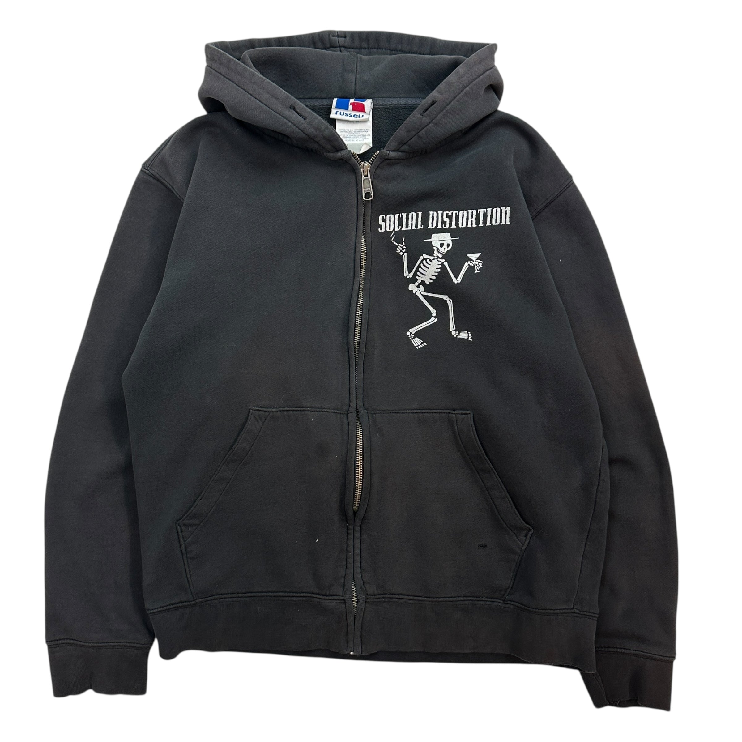 Vintage Social Distortion Zip-up Hoodie Black
