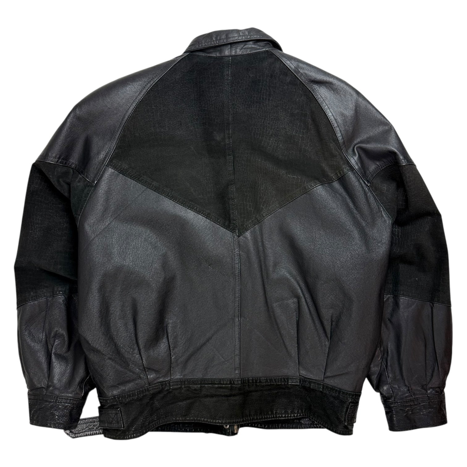 Vintage Caviar Suede Leather Bomber Jacket Black