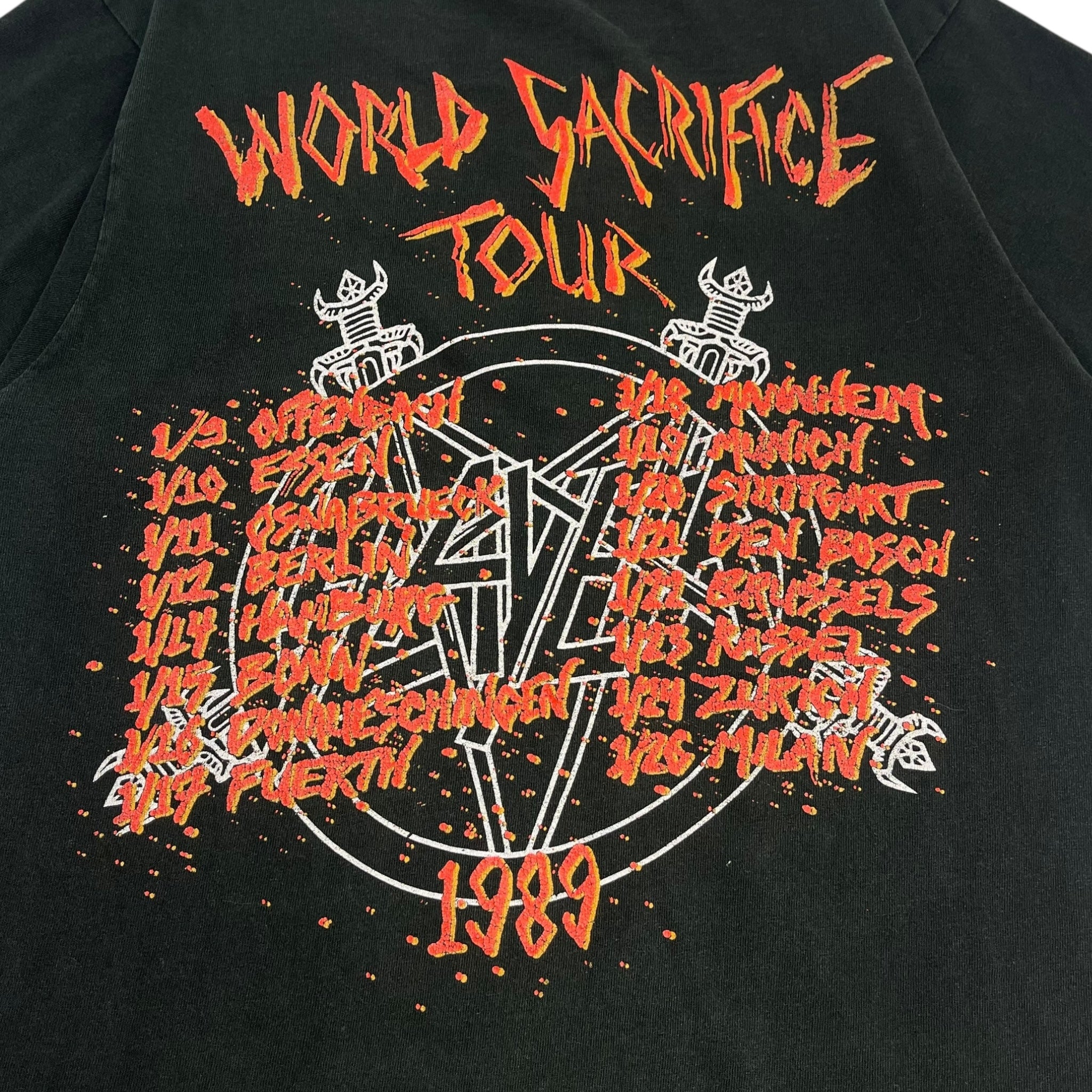 1989 Slayer ‘World Sacrifice Tour’ T-Shirt Washed Black