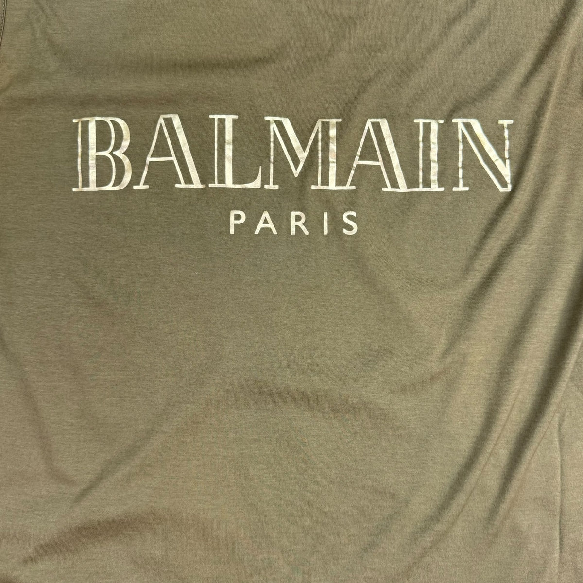 (W) Balmain Logo Print Tank Top Olive Green