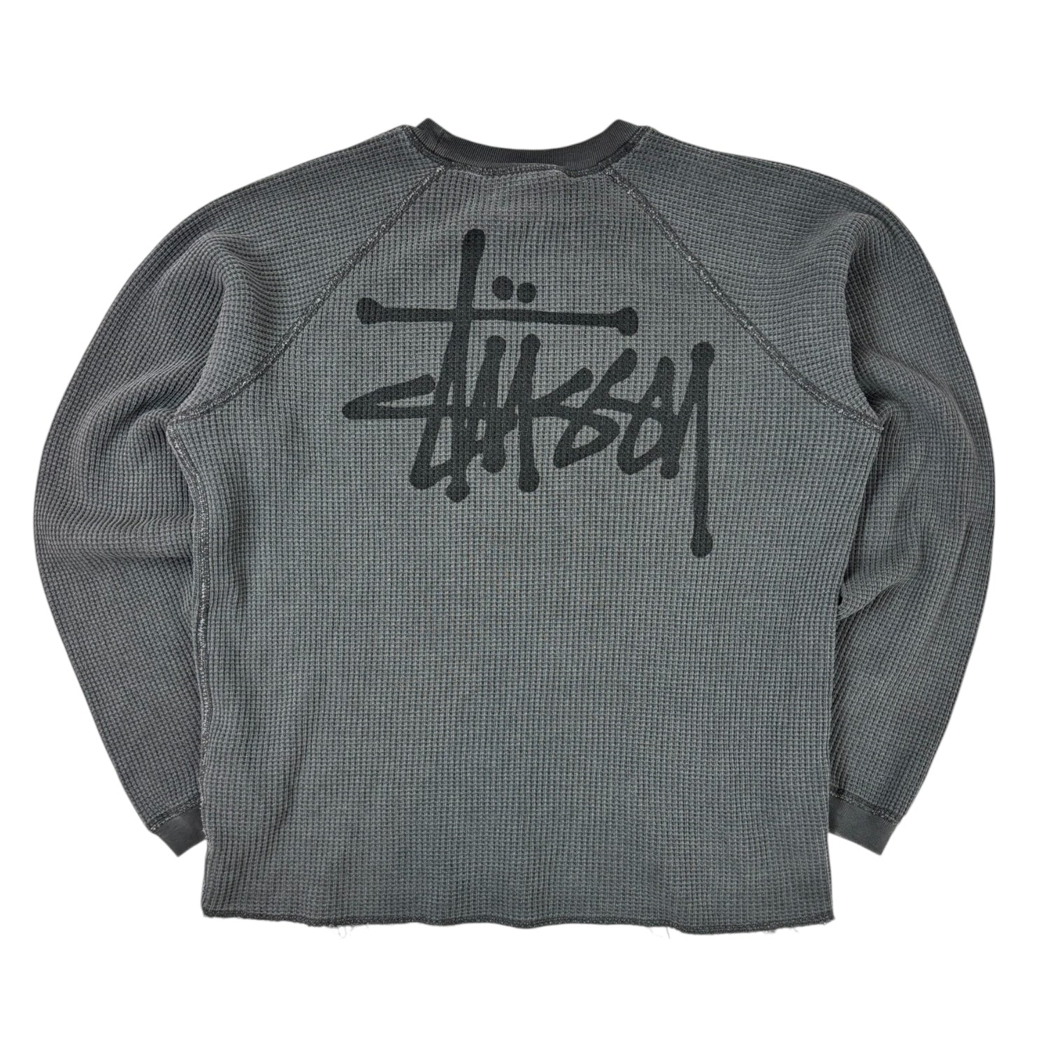 Stussy Raglan Thermal Long Sleeve Shirt Grey