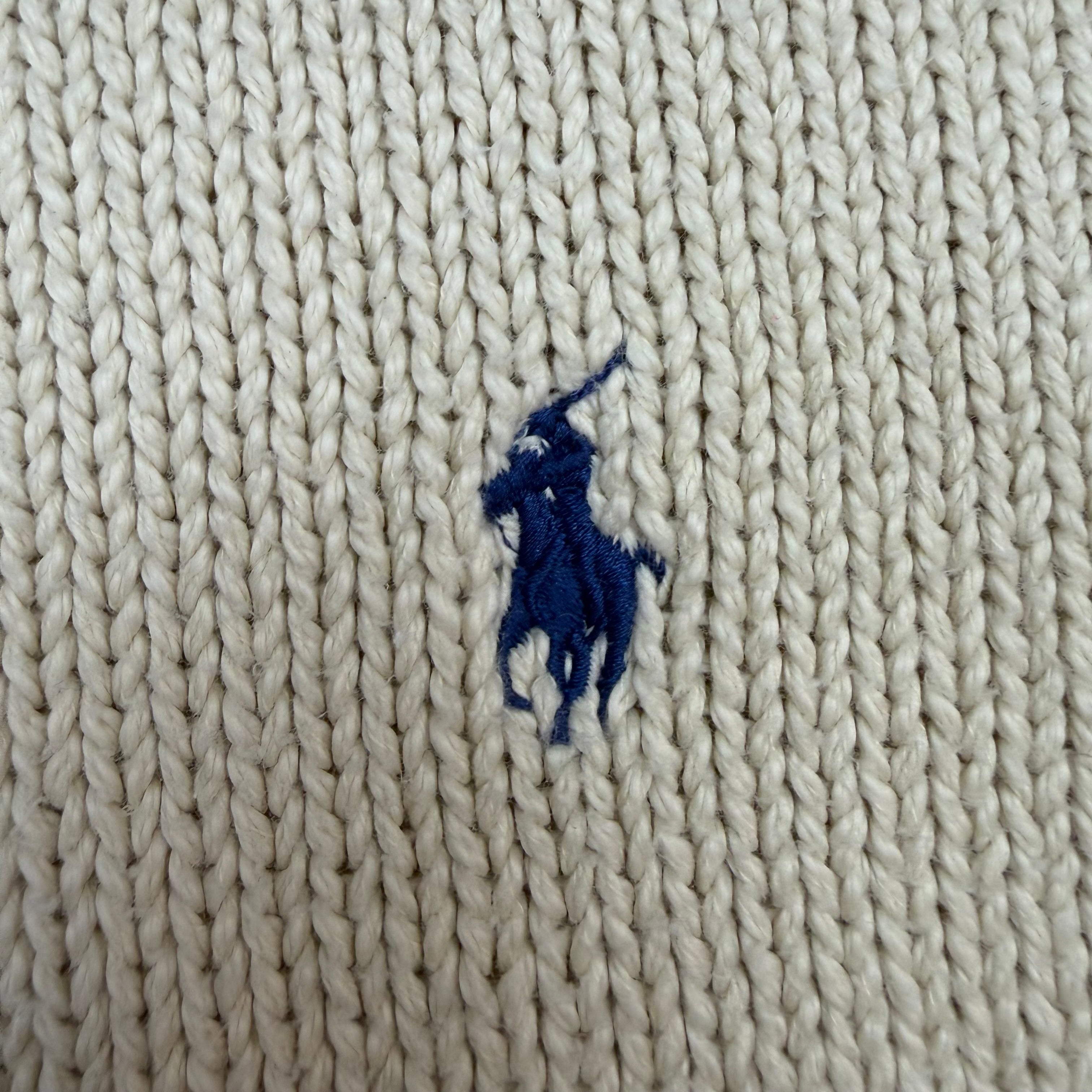 Vintage Polo Ralph Lauren Zip Up Knit Sweater Cream