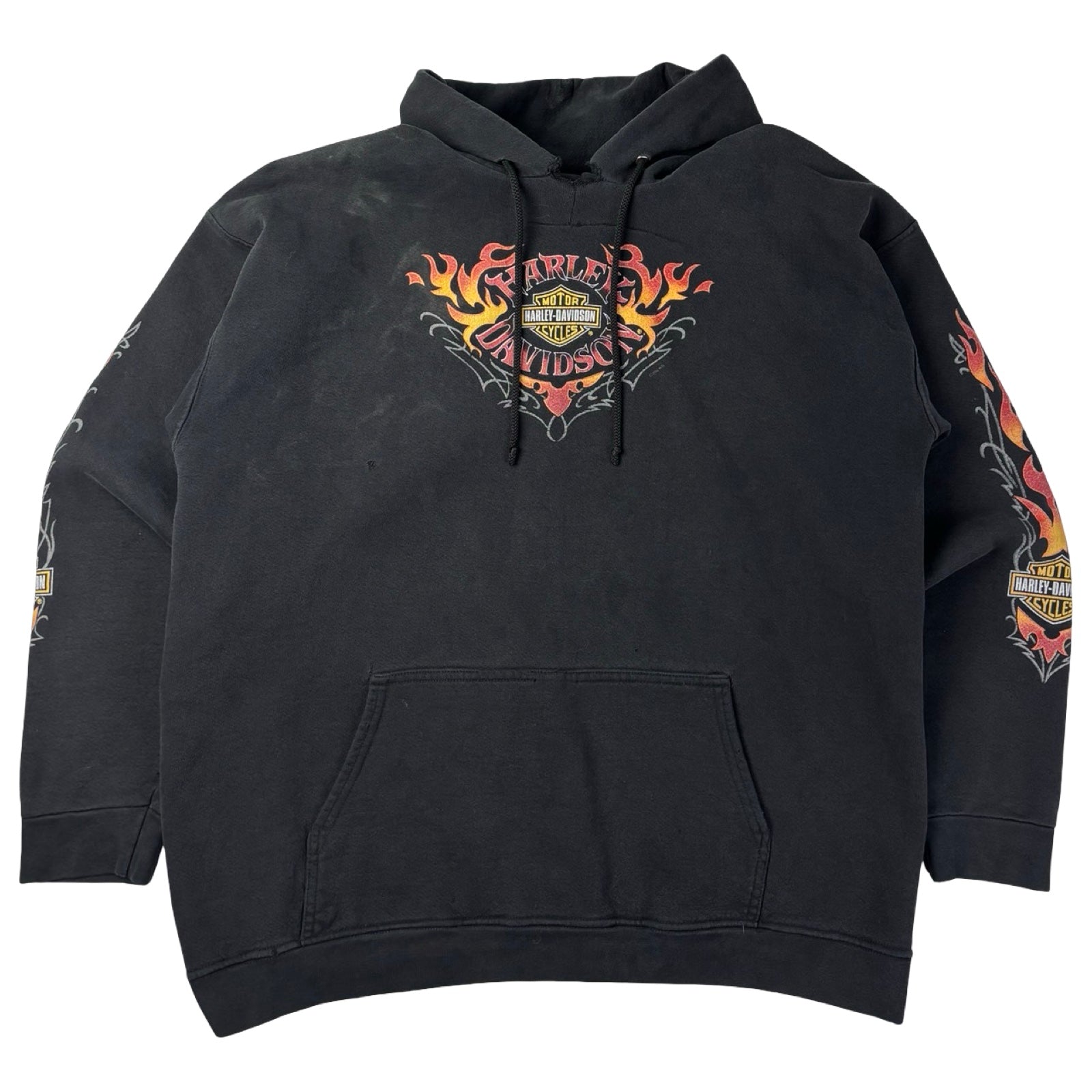 2001 Harley Davidson Kelowna BC Flame Sleeve Zip Up Hoodie