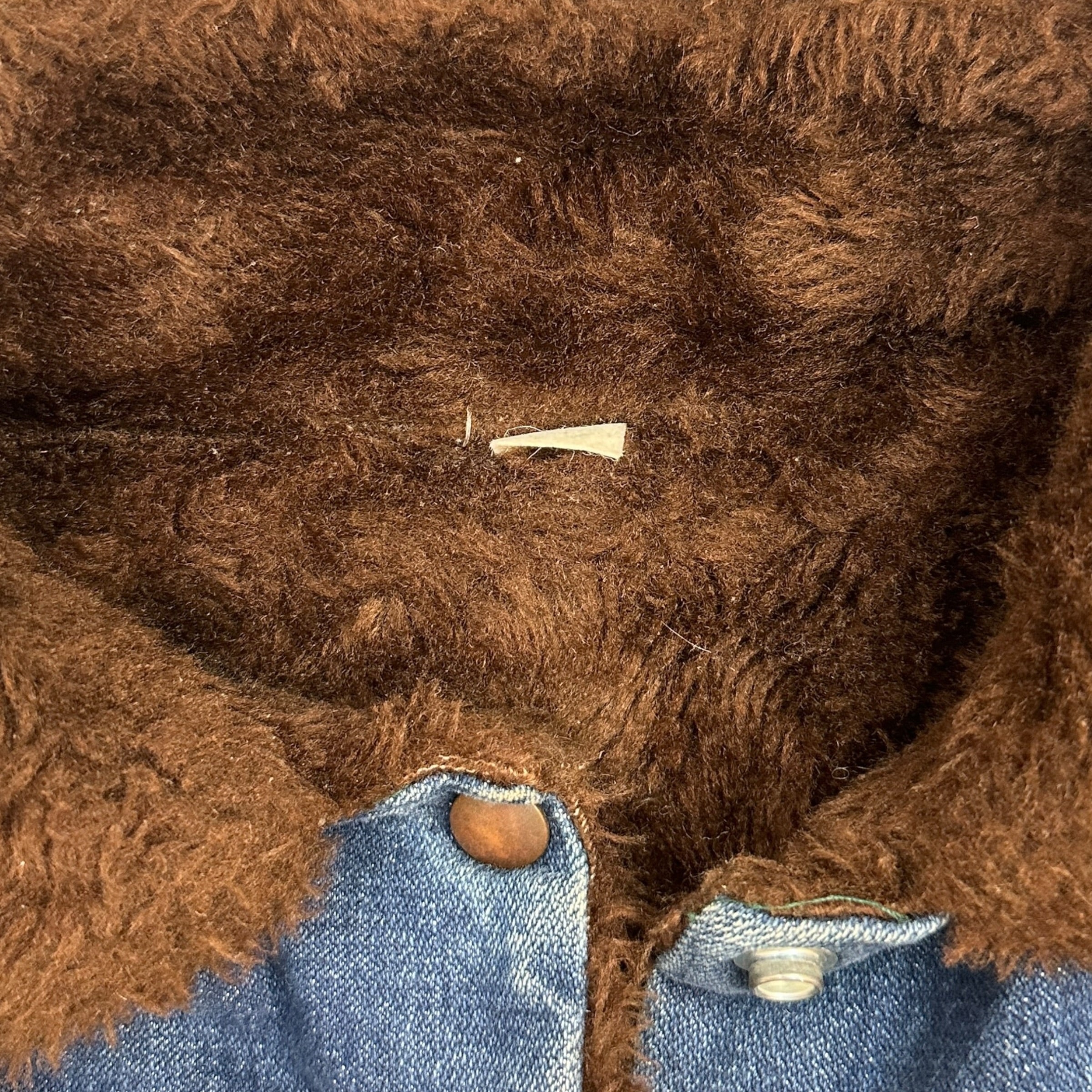 (W) Vintage Faux Fur Denim Barn Coat