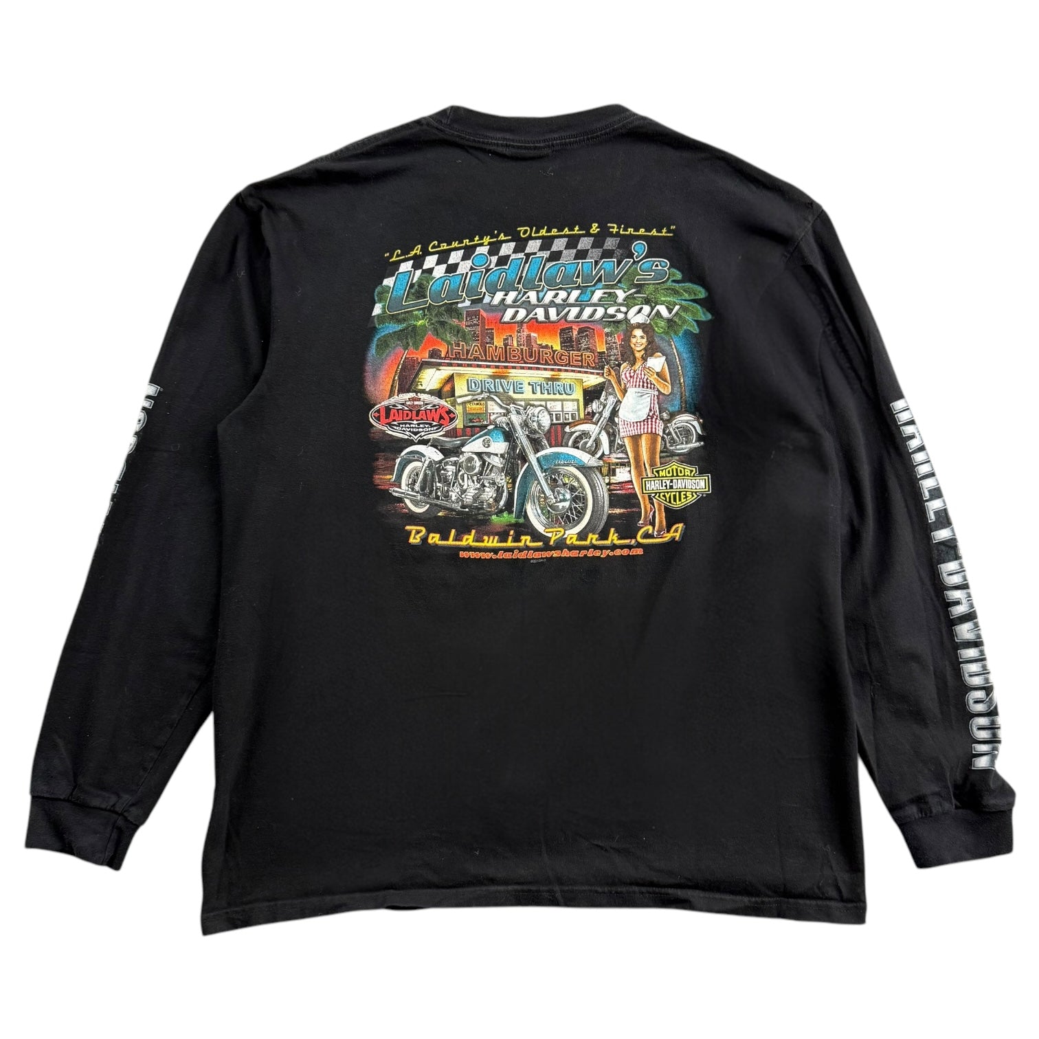 Vintage Harley Davidson Of Baldwin Park L/S Tee Black