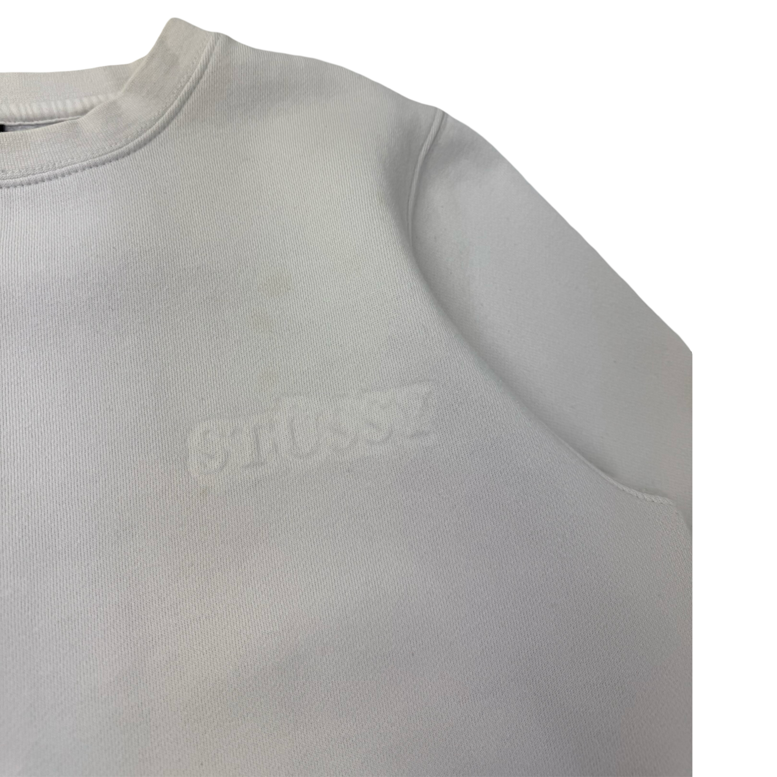 Stussy Shadow Emboidered Logo Crewneck White
