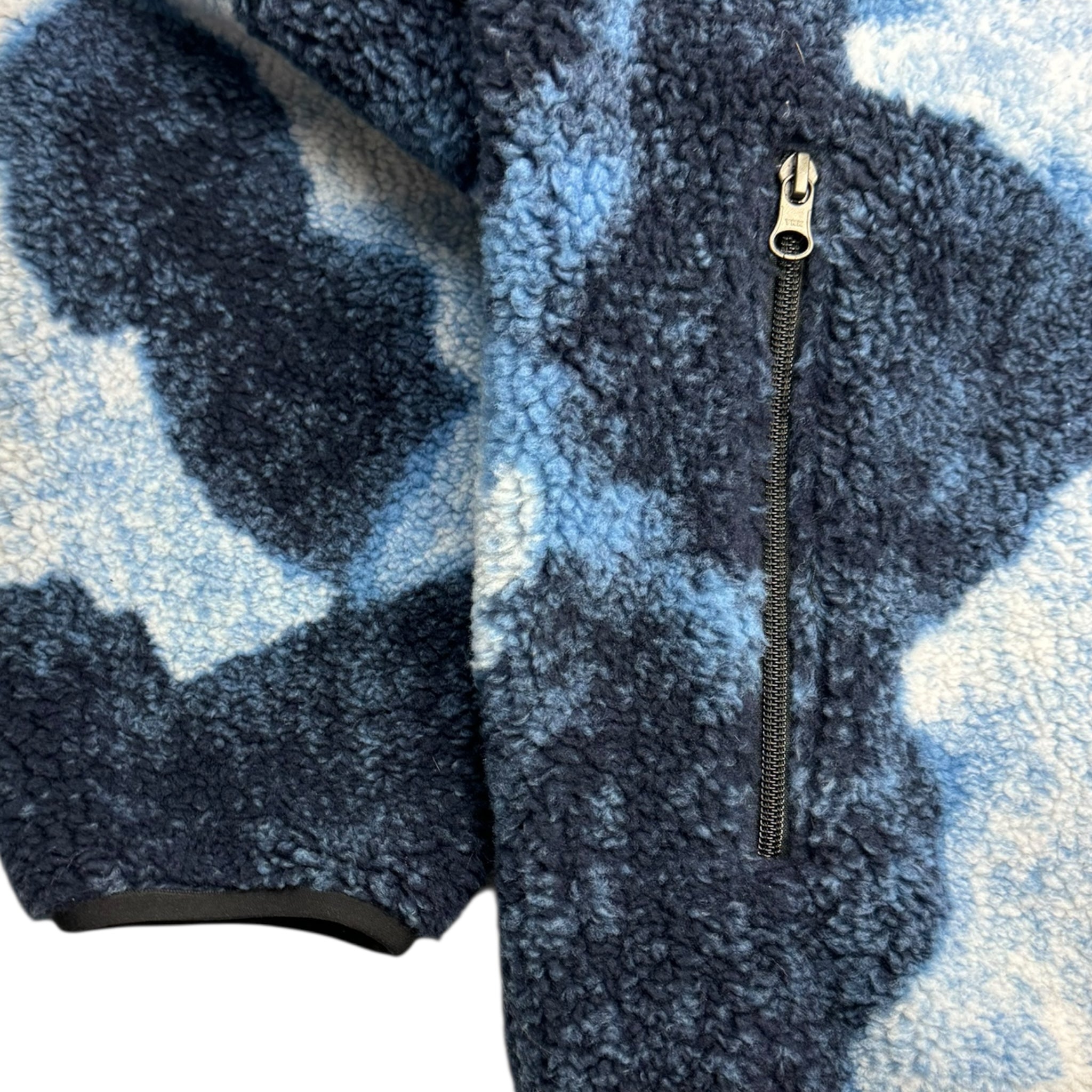 Supreme The North Face Bleached Denim Print Fleece Jacket Indigo