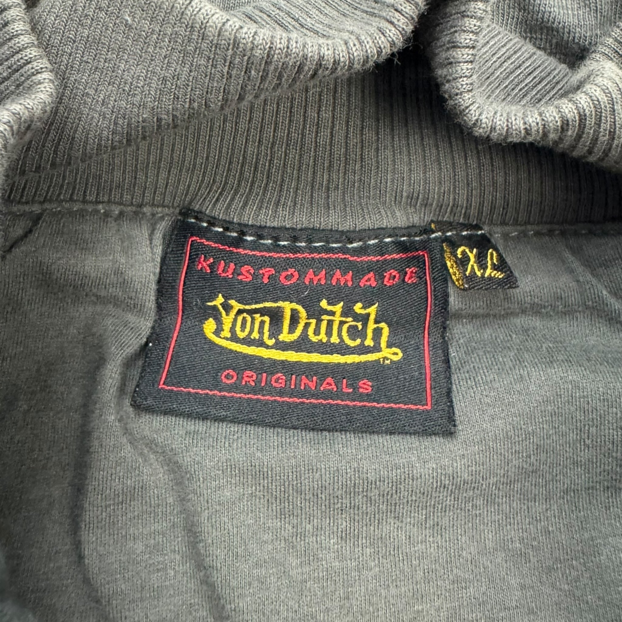 Y2K Von Dutch Zip Up Sweatshirt Grey