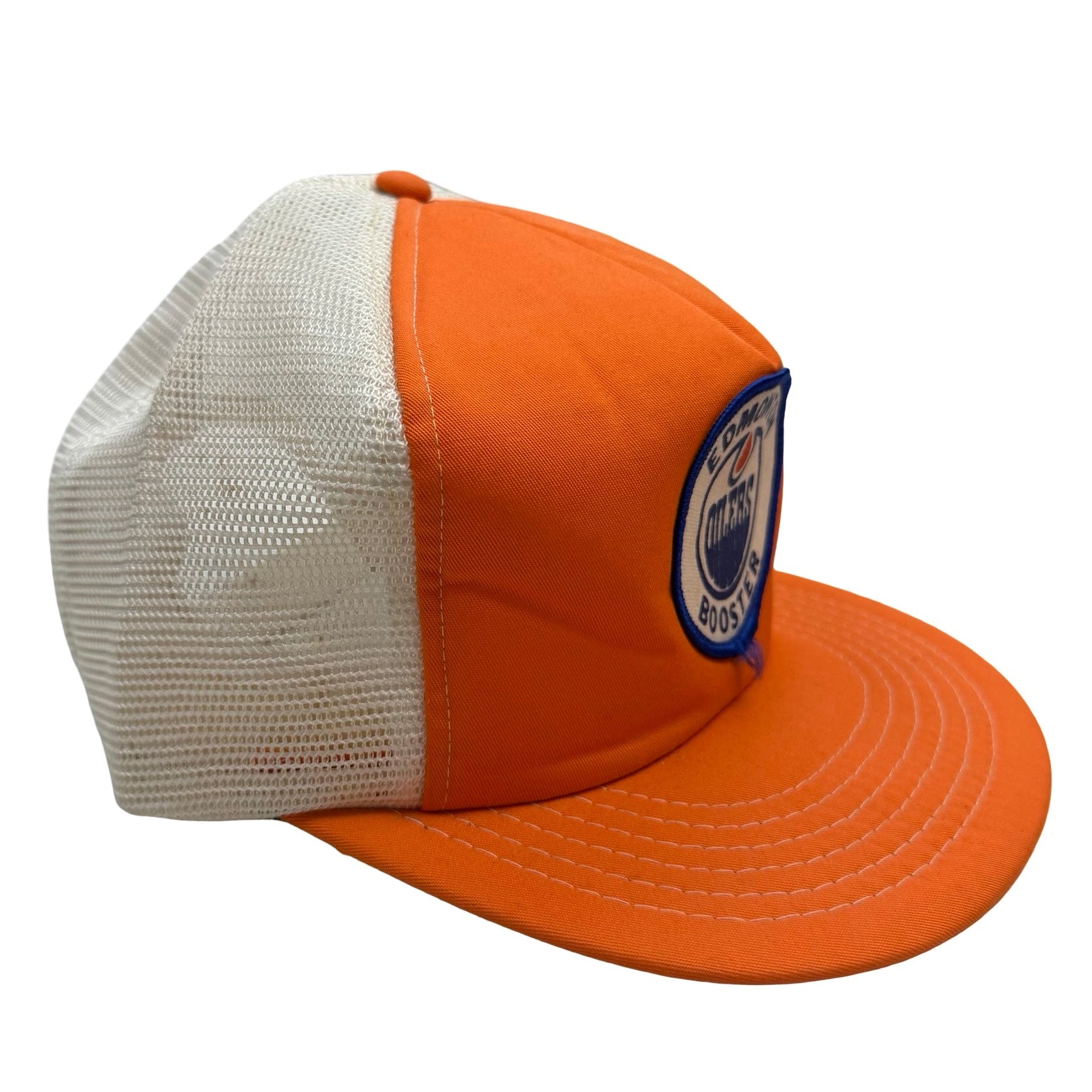 Vintage Edmonton Oilers Booster Mesh Snapback Hat Orange