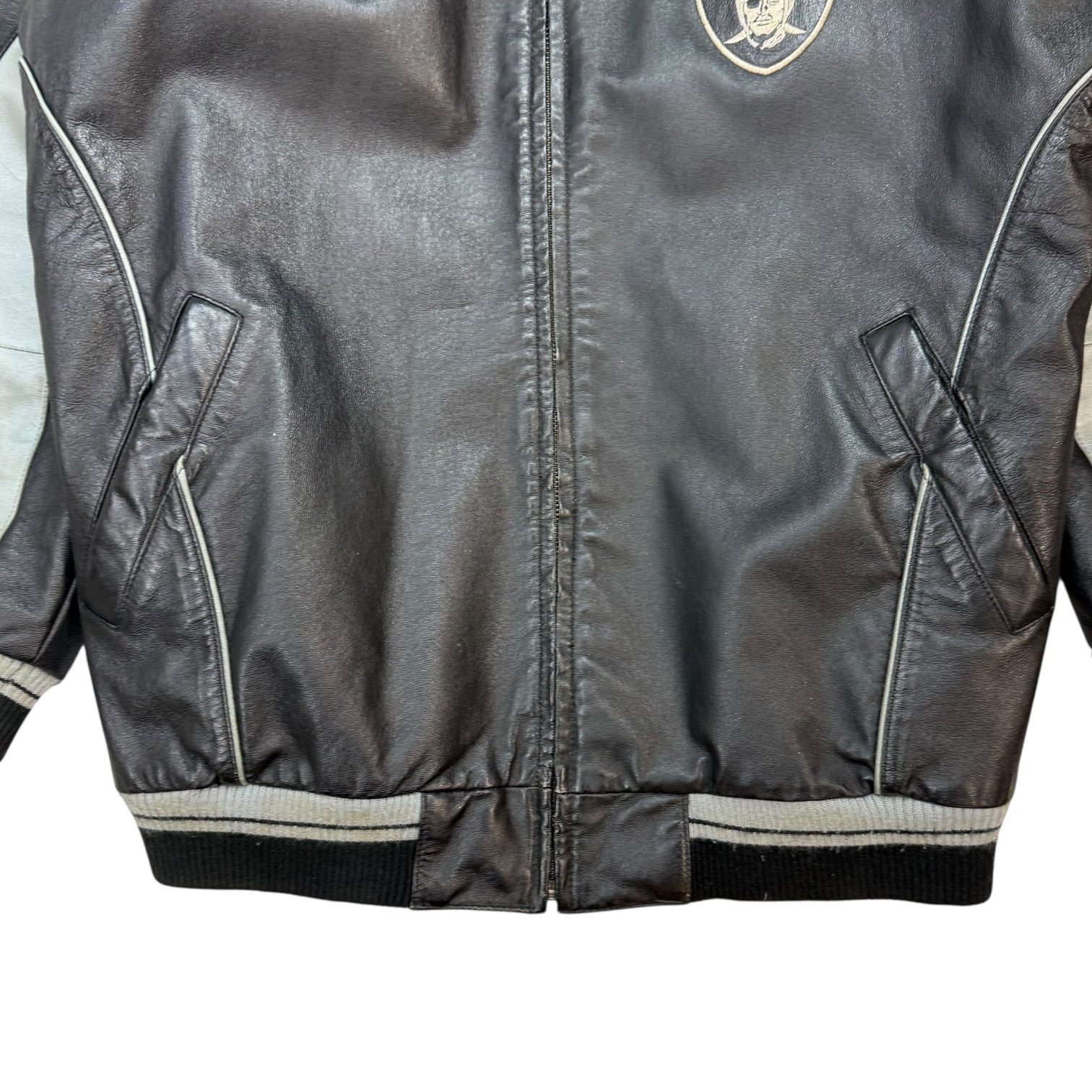 Vintage NFL Oakland Raiders Leather Jacket Black/White