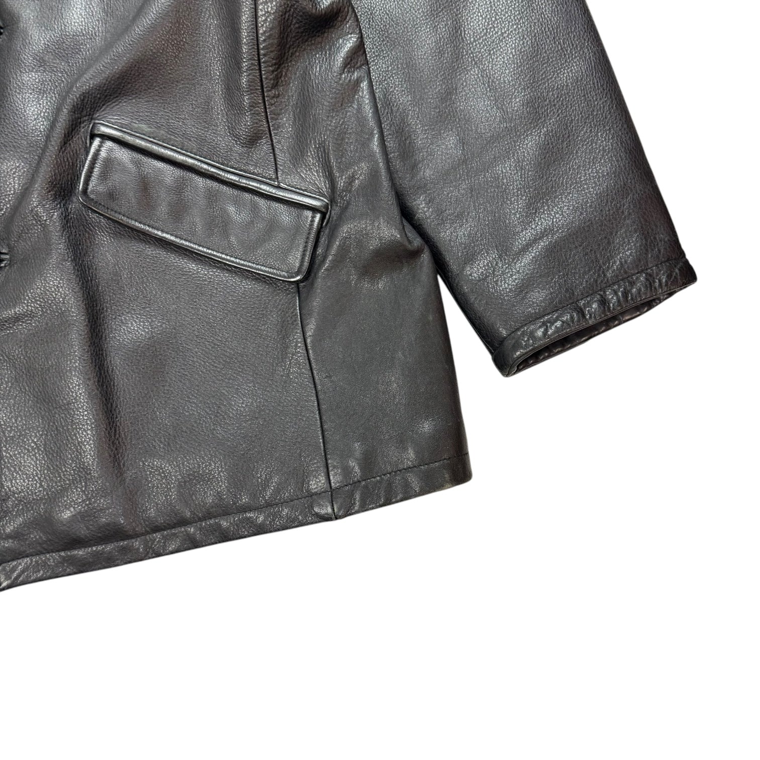 Vintage YES Leather Trench Jacket Black