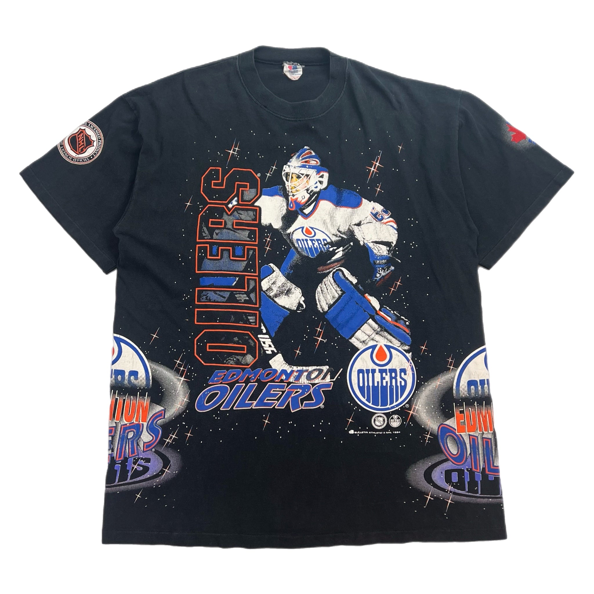 1994 Bulletin Athletics Edmonton Oilers AOP Tee Black