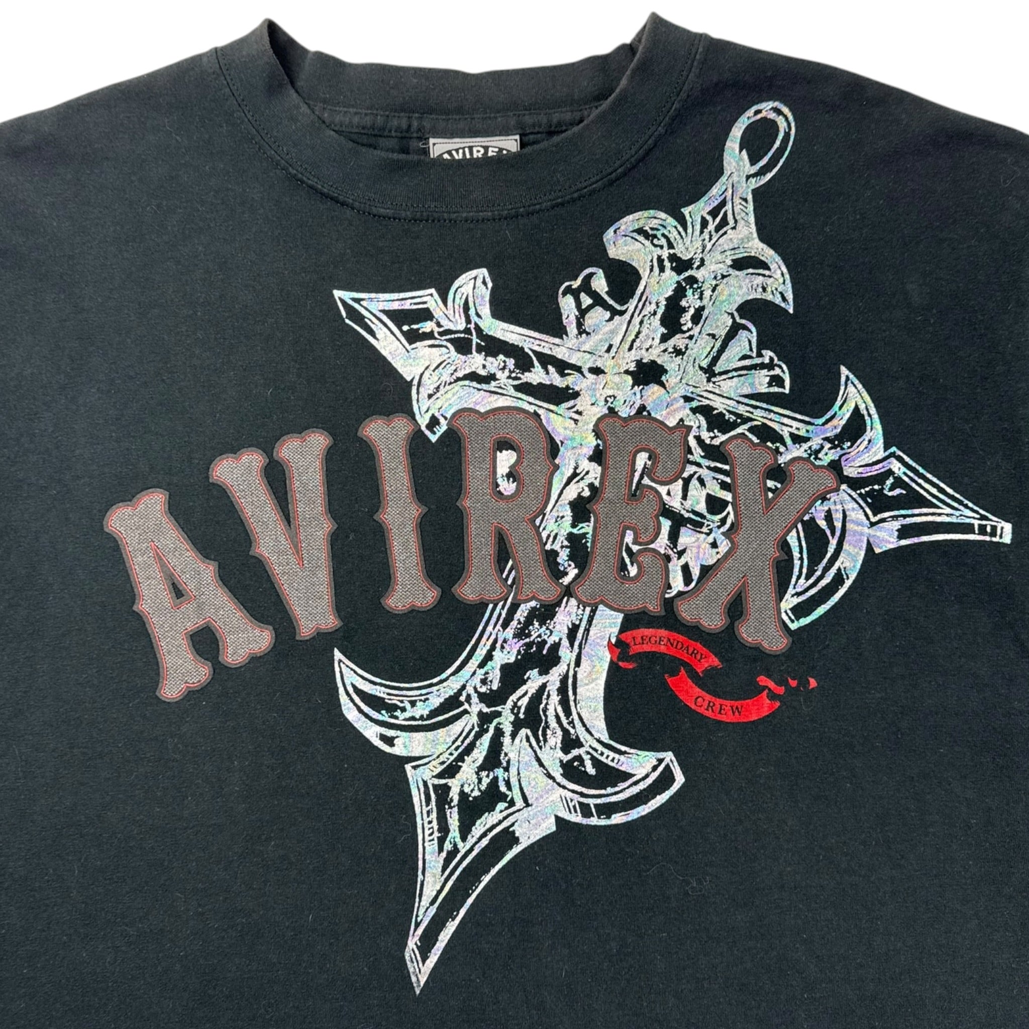 Y2K Avirex Spellout Gothic Cyber Cross T-Shirt