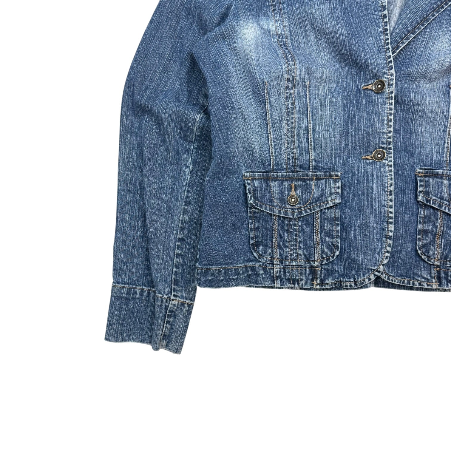 (W) Vintage Contrast Denim Jacket Medium Wash