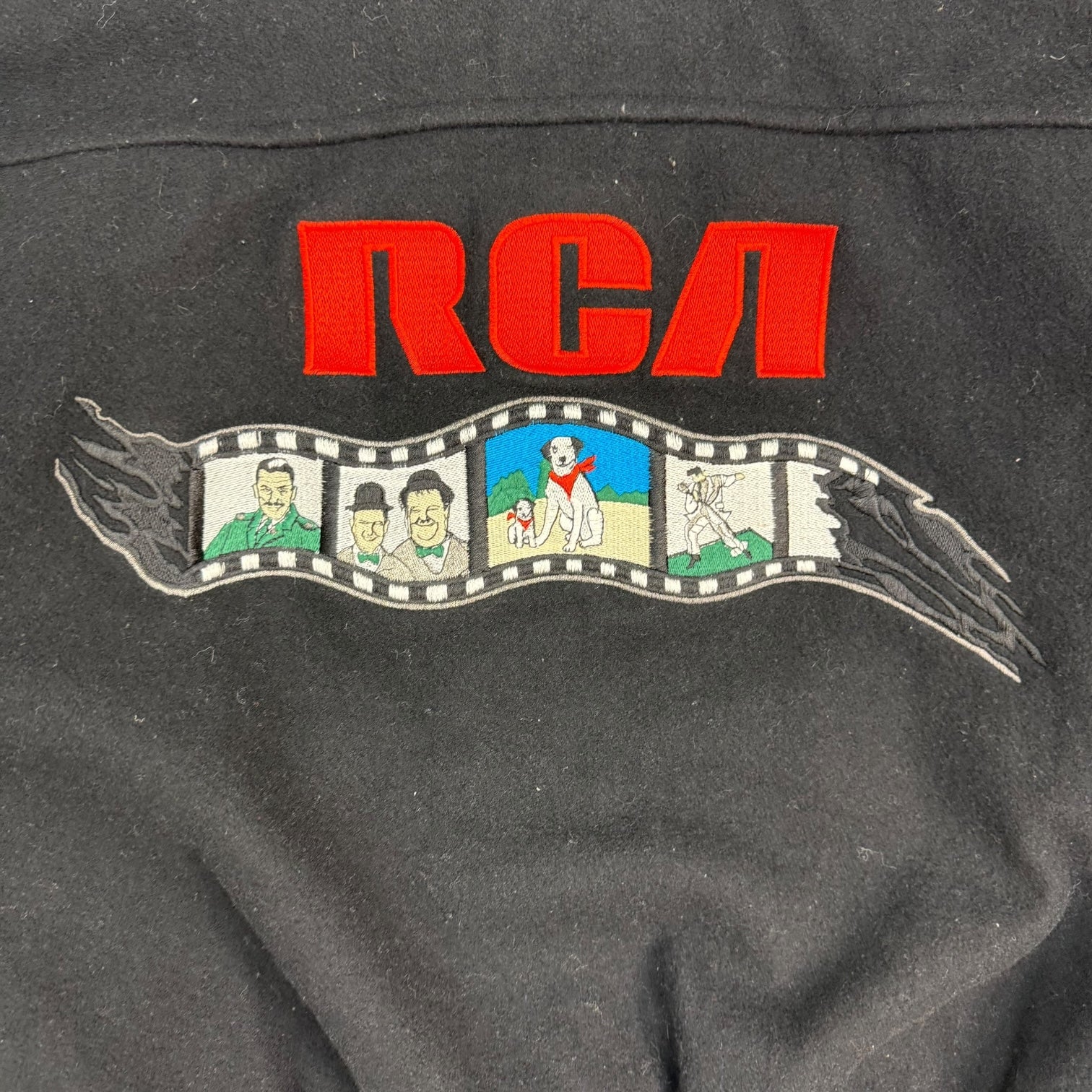 Vintage RCA Leather Bomber Jacket Black