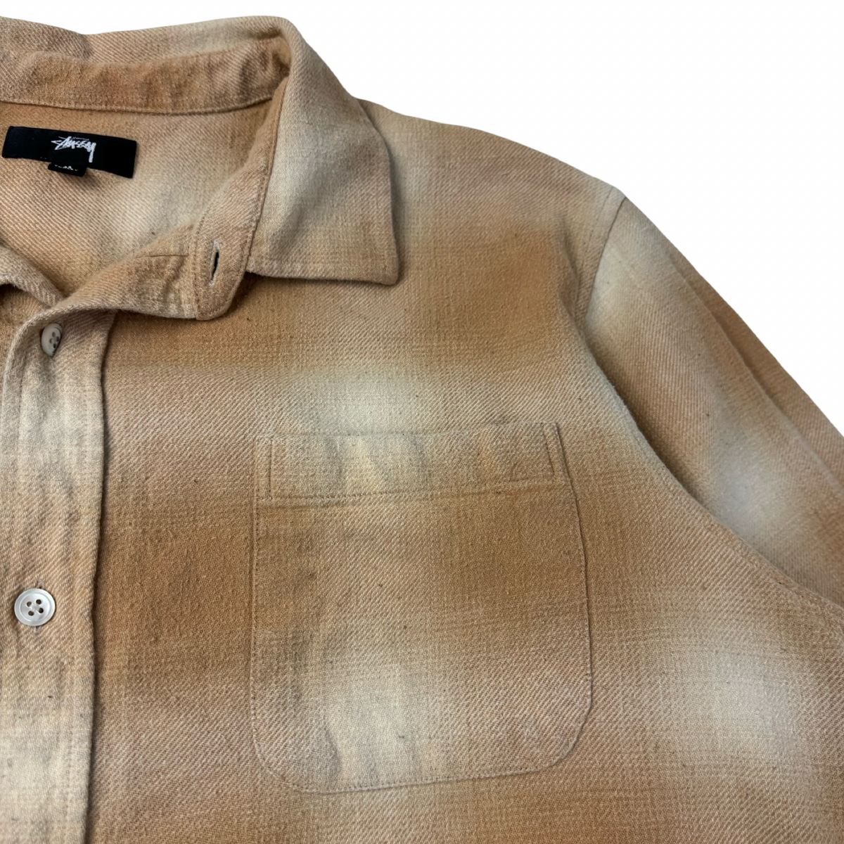 Stussy Flannel Button-Up Shirt Sand