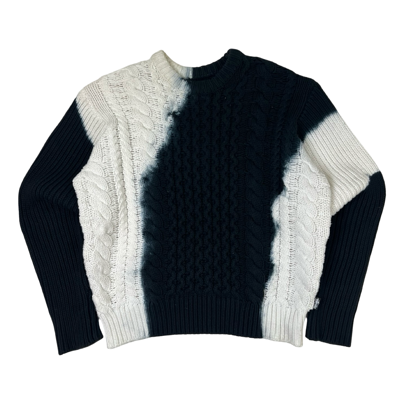 Stussy Tie-Dye Fisherman Sweater Black/White