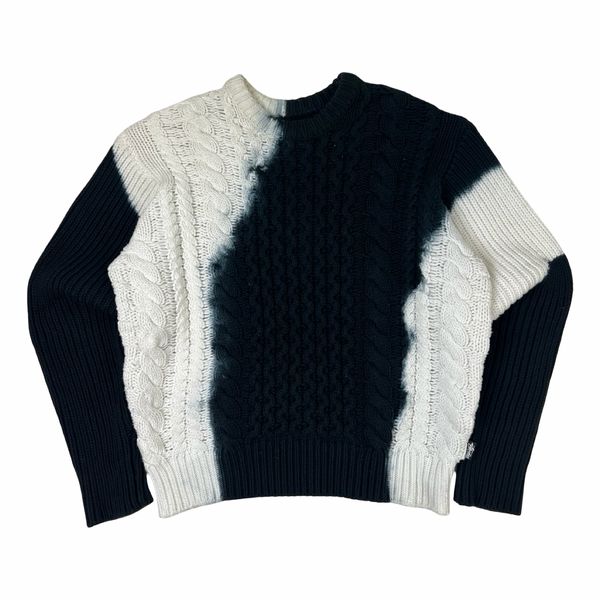 Stussy Tie-Dye Fisherman Sweater Black/White