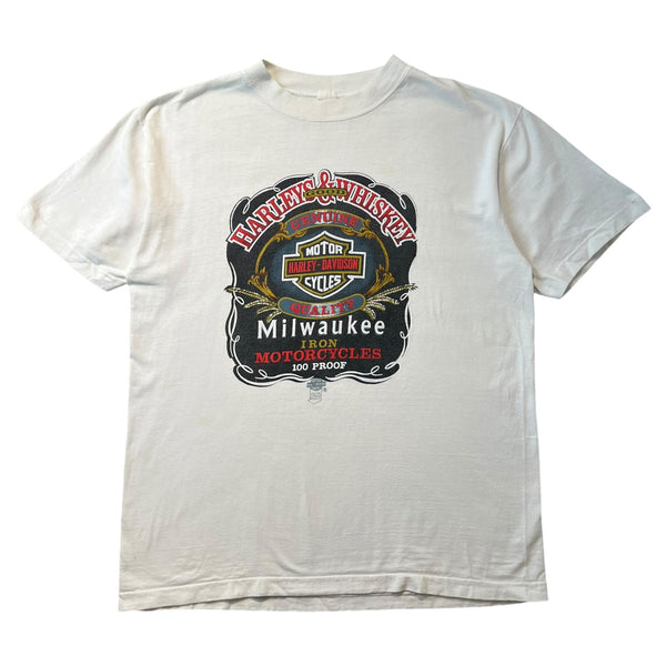 Vintage 1987 Harley Davidson 3D Emblem Singular Stitch T-Shirt White