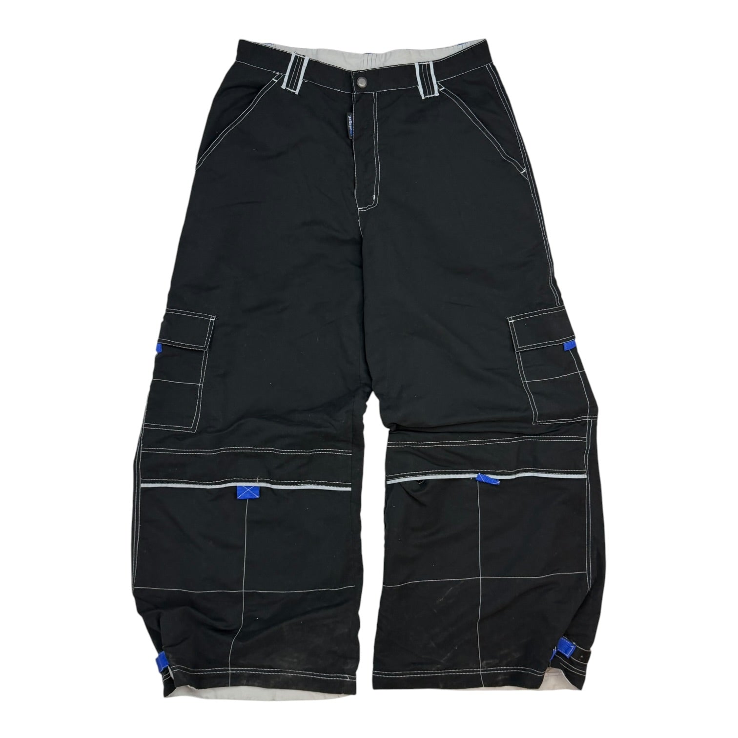 R2 Player Wide Leg Cargo Pants Black