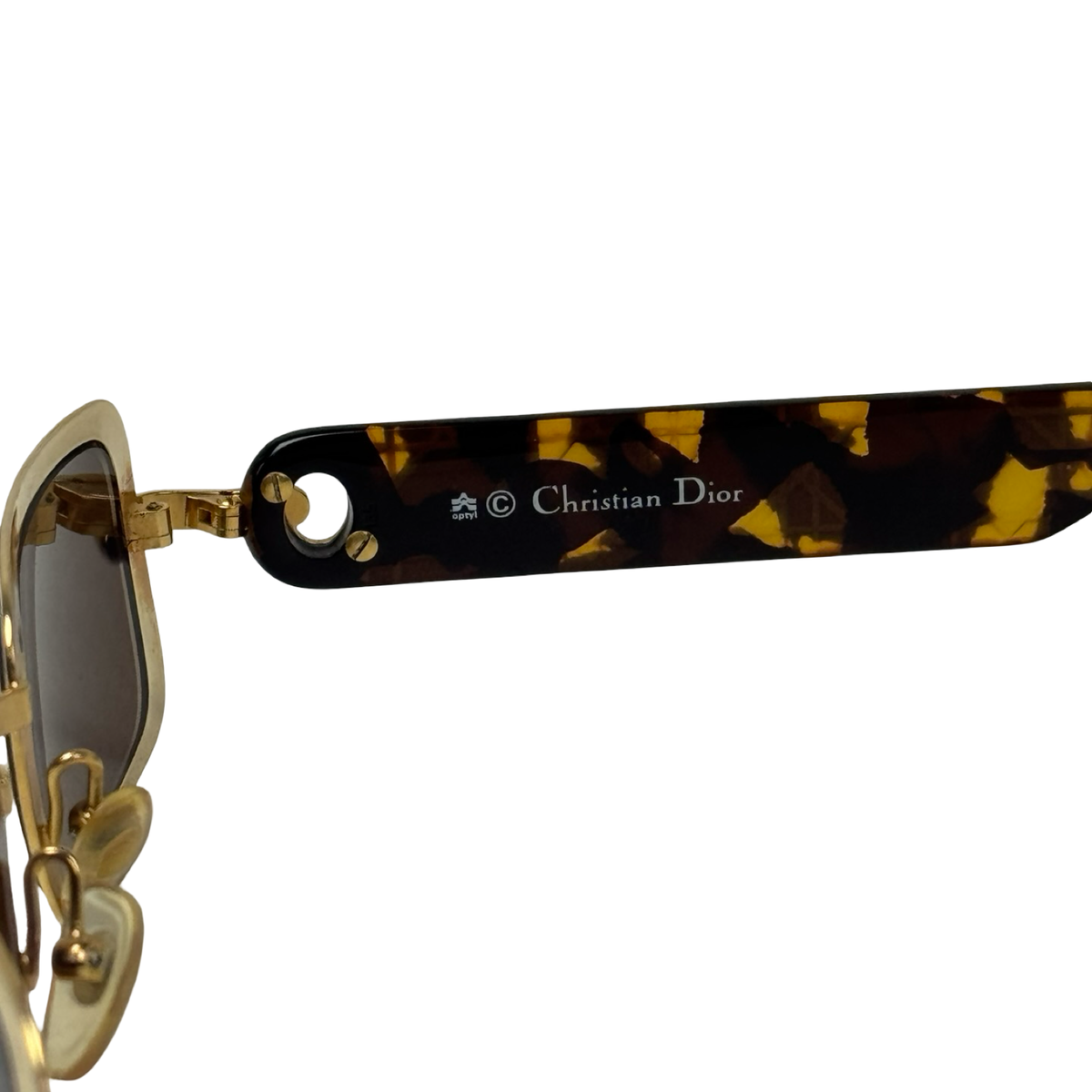 Vintage Christian Dior Eva Quilted Gold Plate Frame 42V Sunglasses