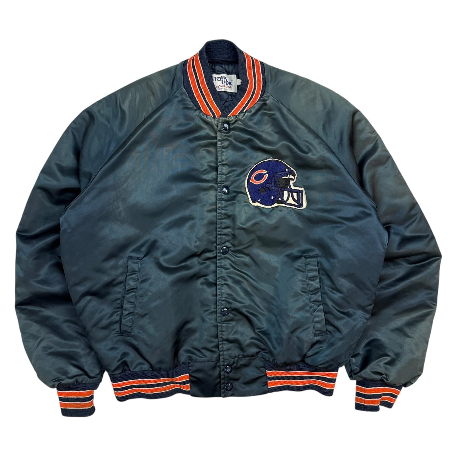Vintage Chicago Bears Satin Bomber Jacket Black