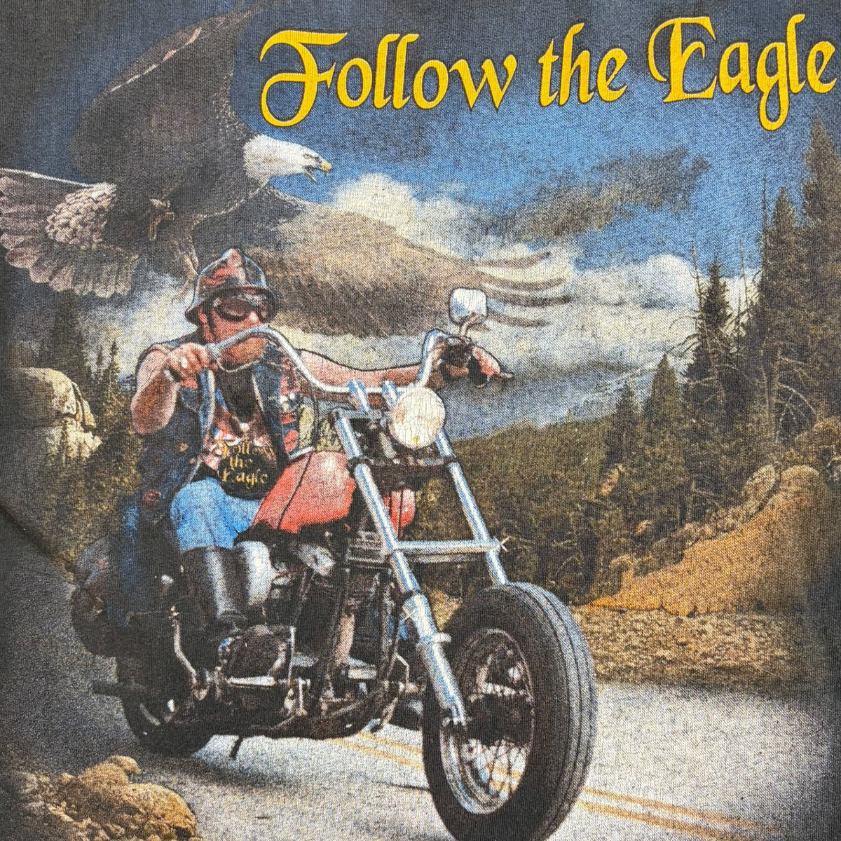 Vintage 3D Emblem "Follow the Eagle" T-Shirt Black