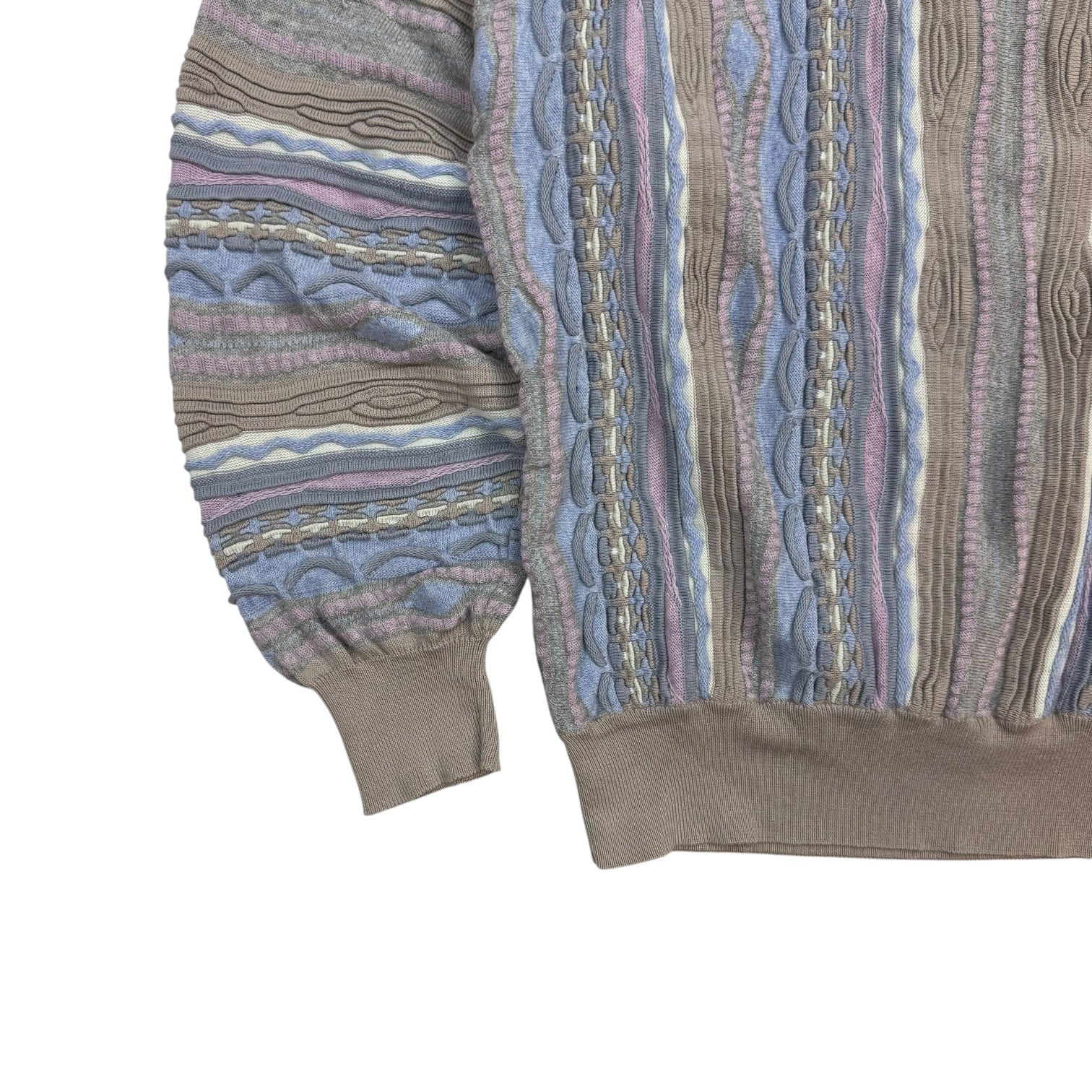 Vintage Brisson Brisson Cable Knit Sweater Blue/Brown/Pink