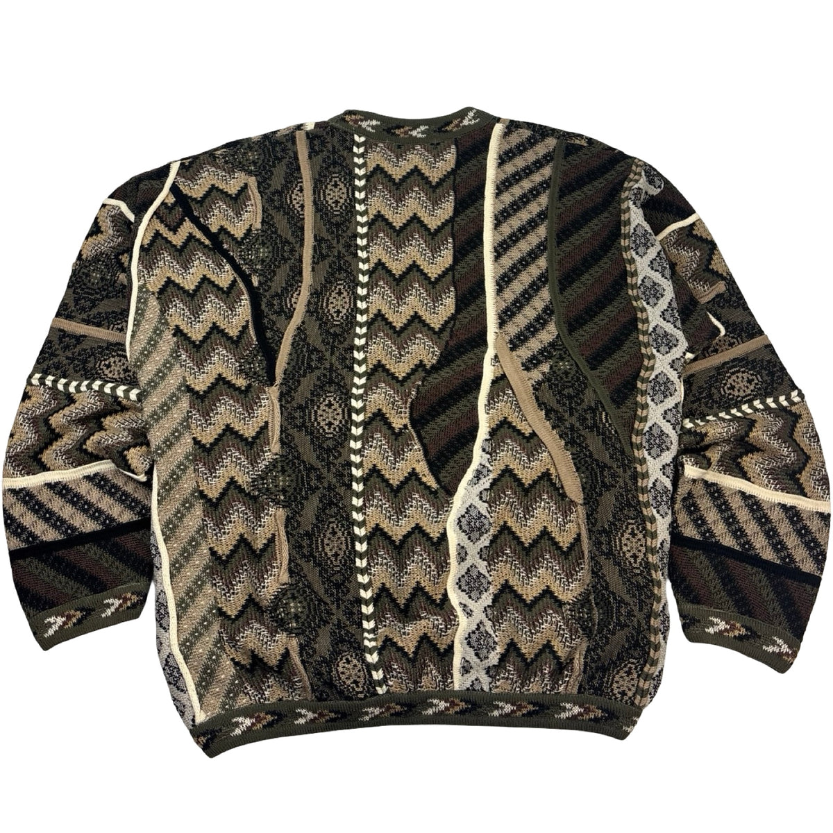 Vintage Tundra 3D Knit Sweater Abstract Brown