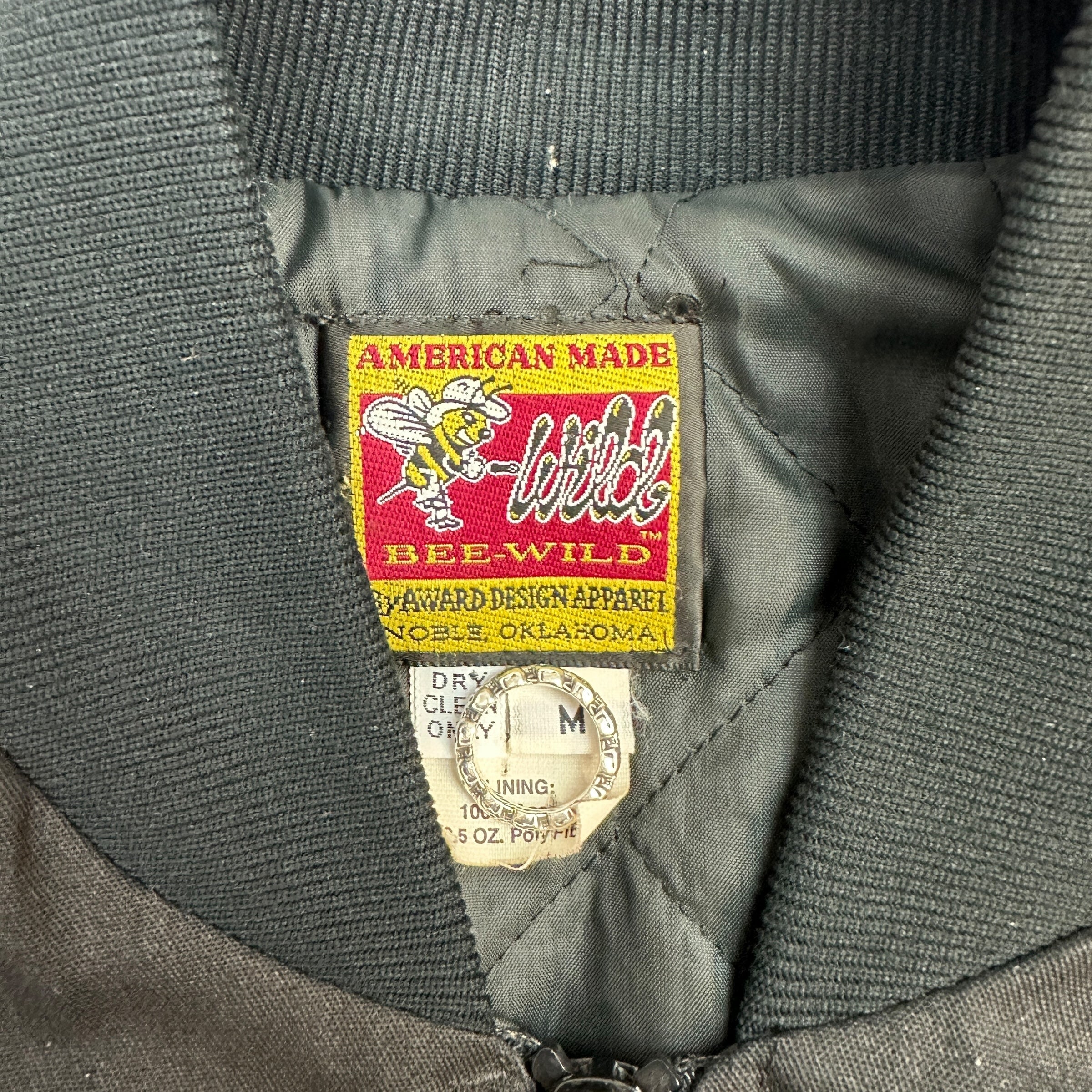 Vintage Bee-Wild Patterned Bomber Jacket Black