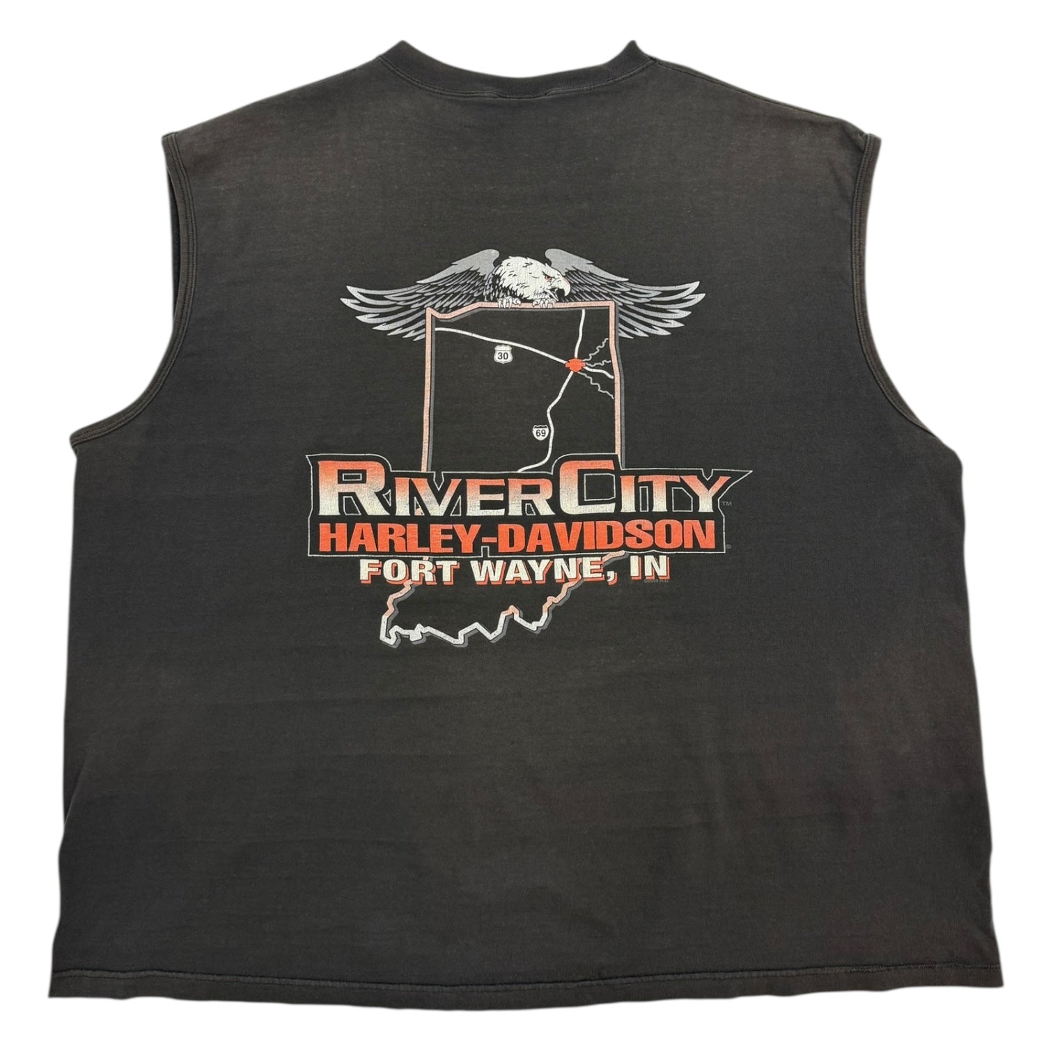 Vintage Harley Davidson Fire Tank Top Black