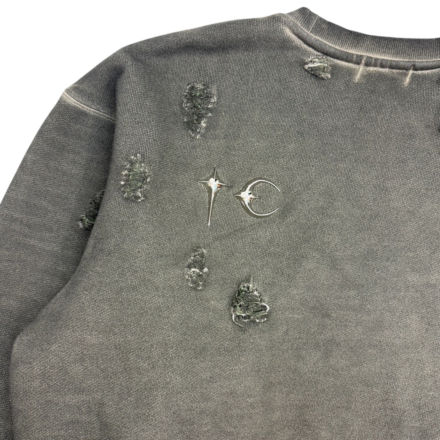 Thug Club War Victim Distressed Crewneck Khaki