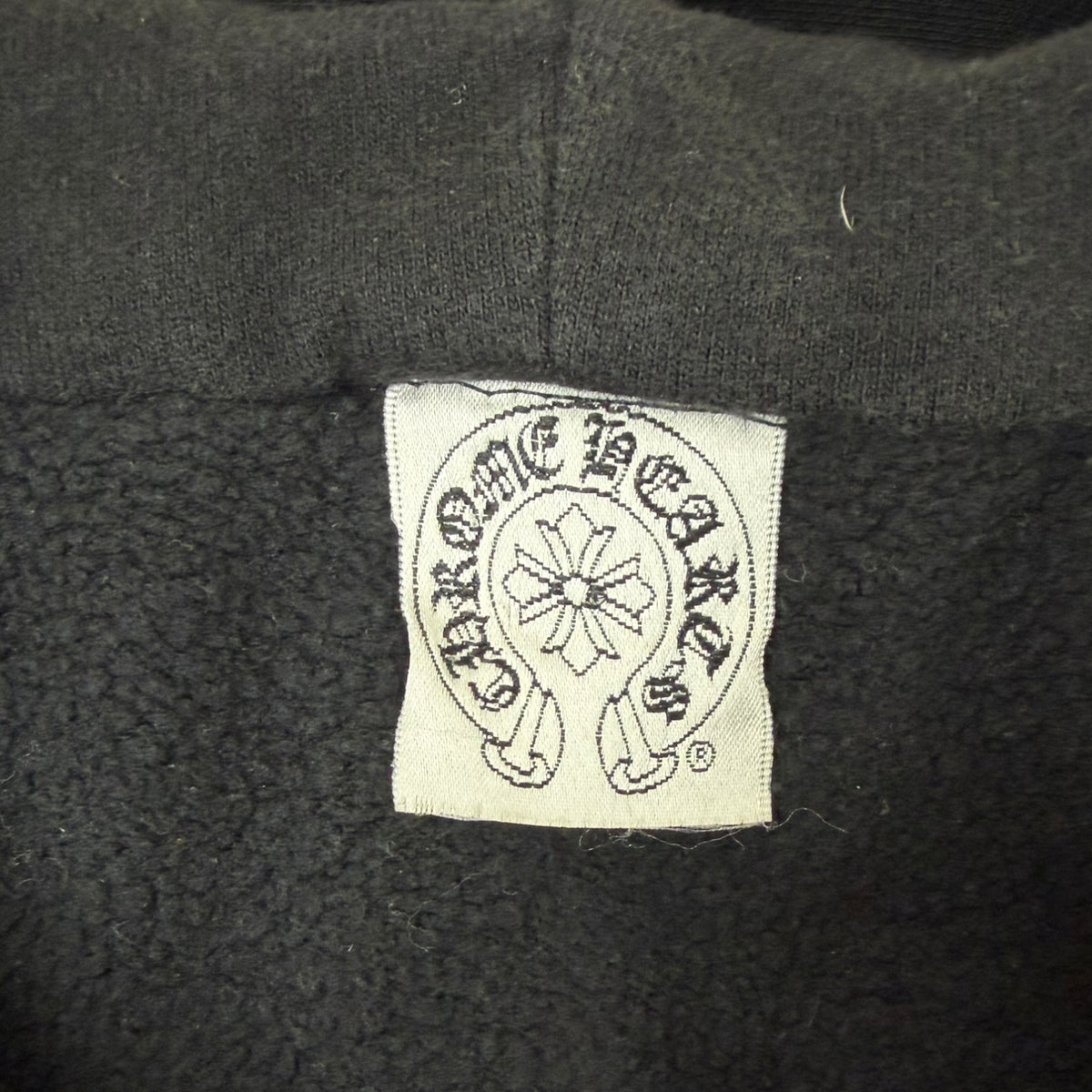 Vintage Chrome Hearts Leather Horseshoe Logo Patch Zip Up Hoodie