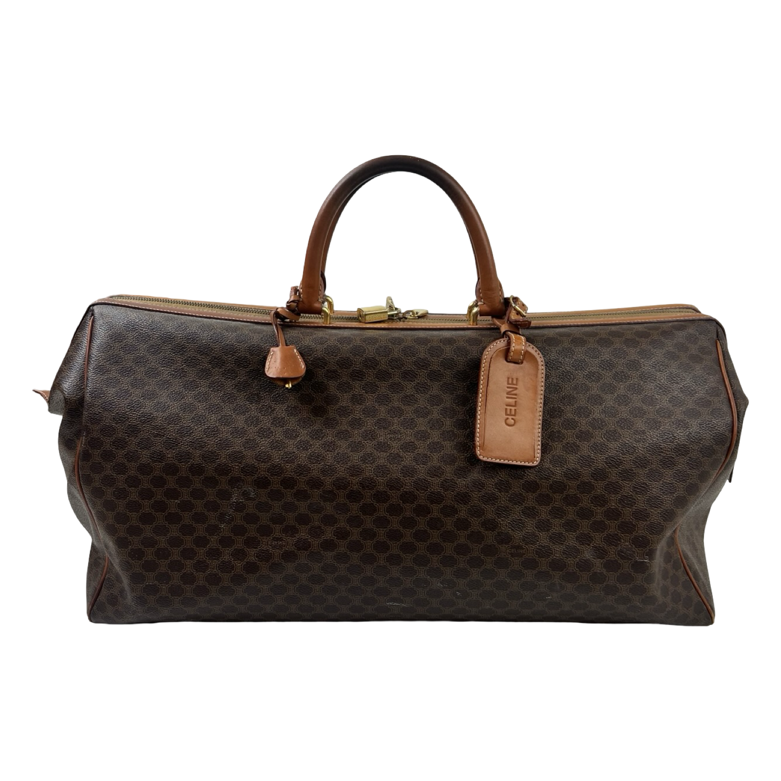 Vintage Celine Macadam Coated Canvas Travel Duffle Bag