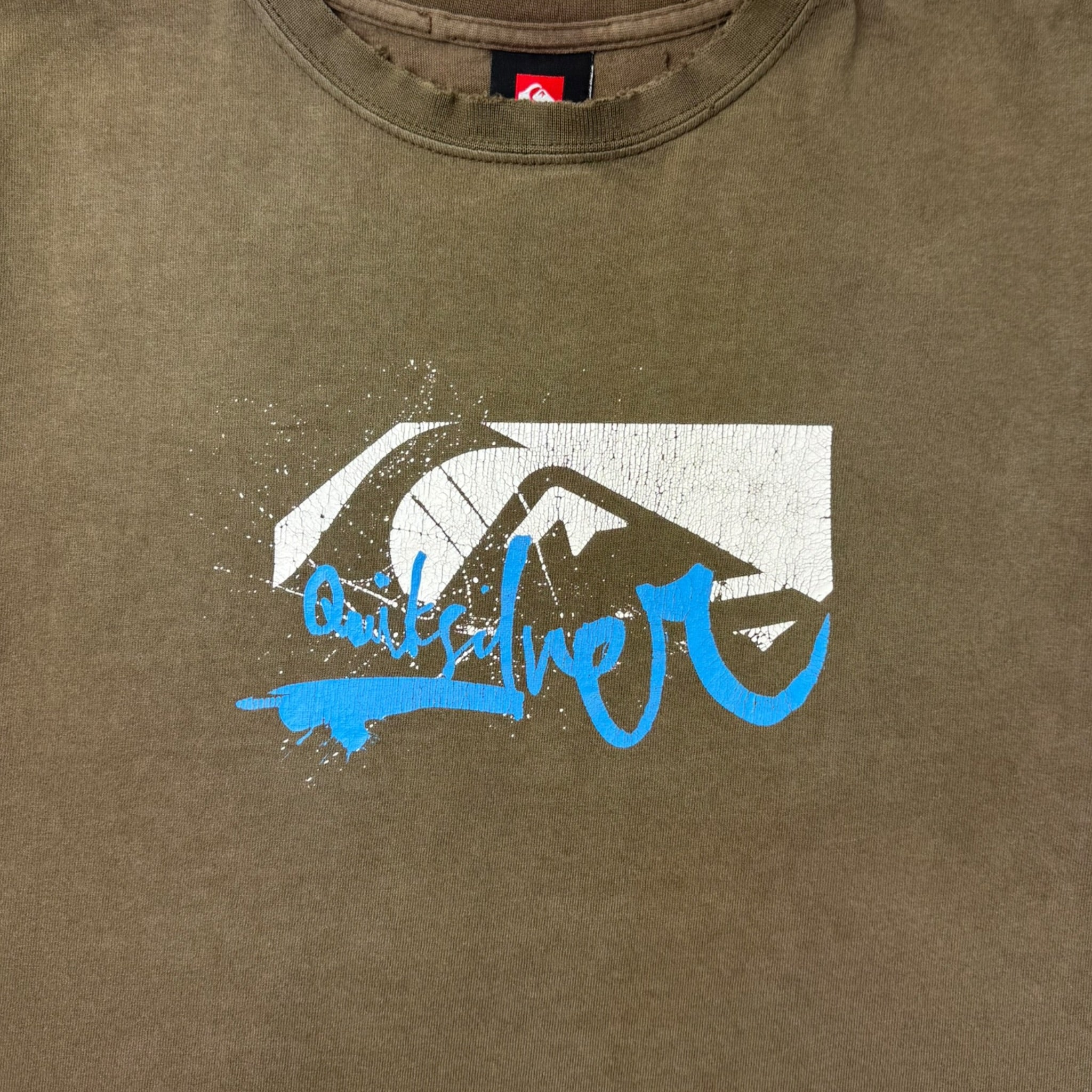 Vintage Quiksilver Distressed Surf T-Shirt Khaki