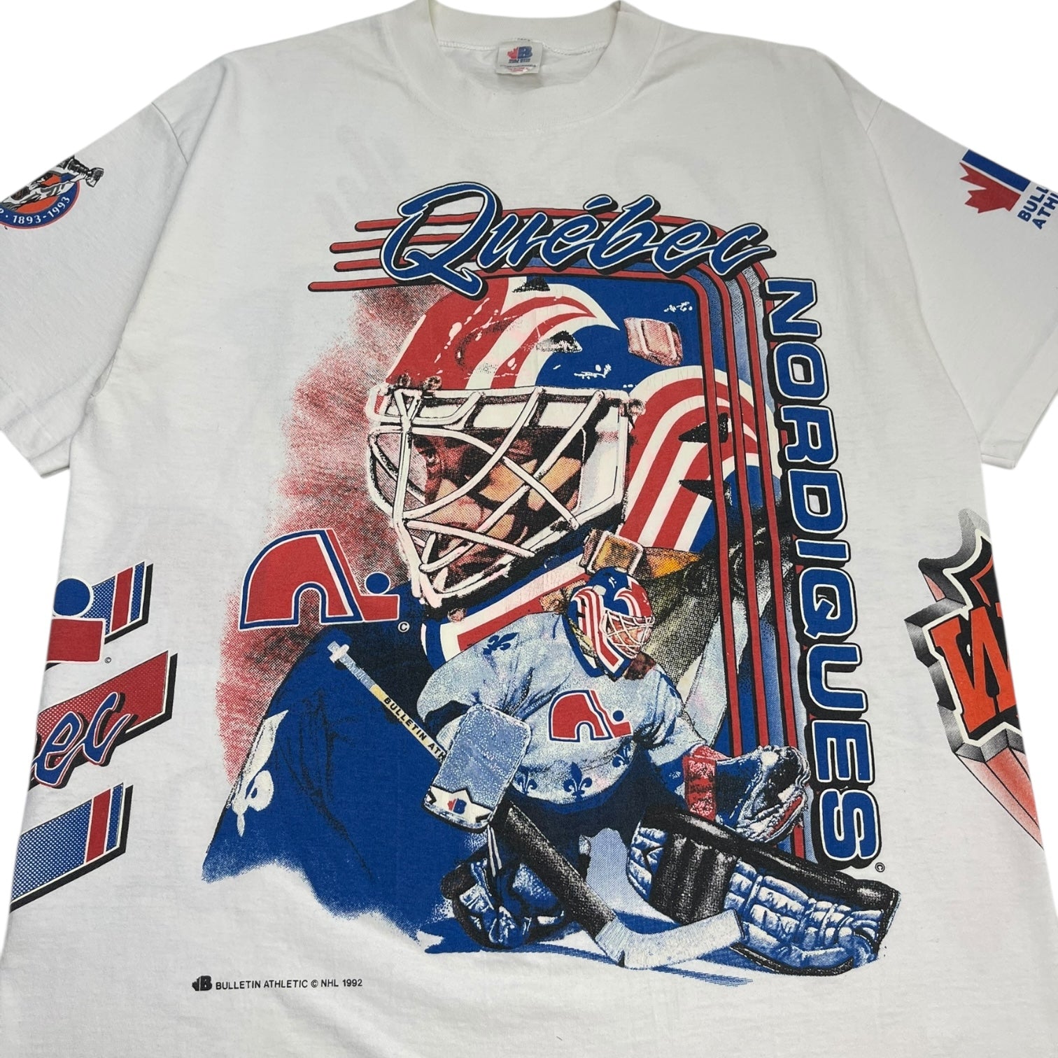 1992 Bulletin Quebec Nordiques Wrap Around NHL T-Shirt
