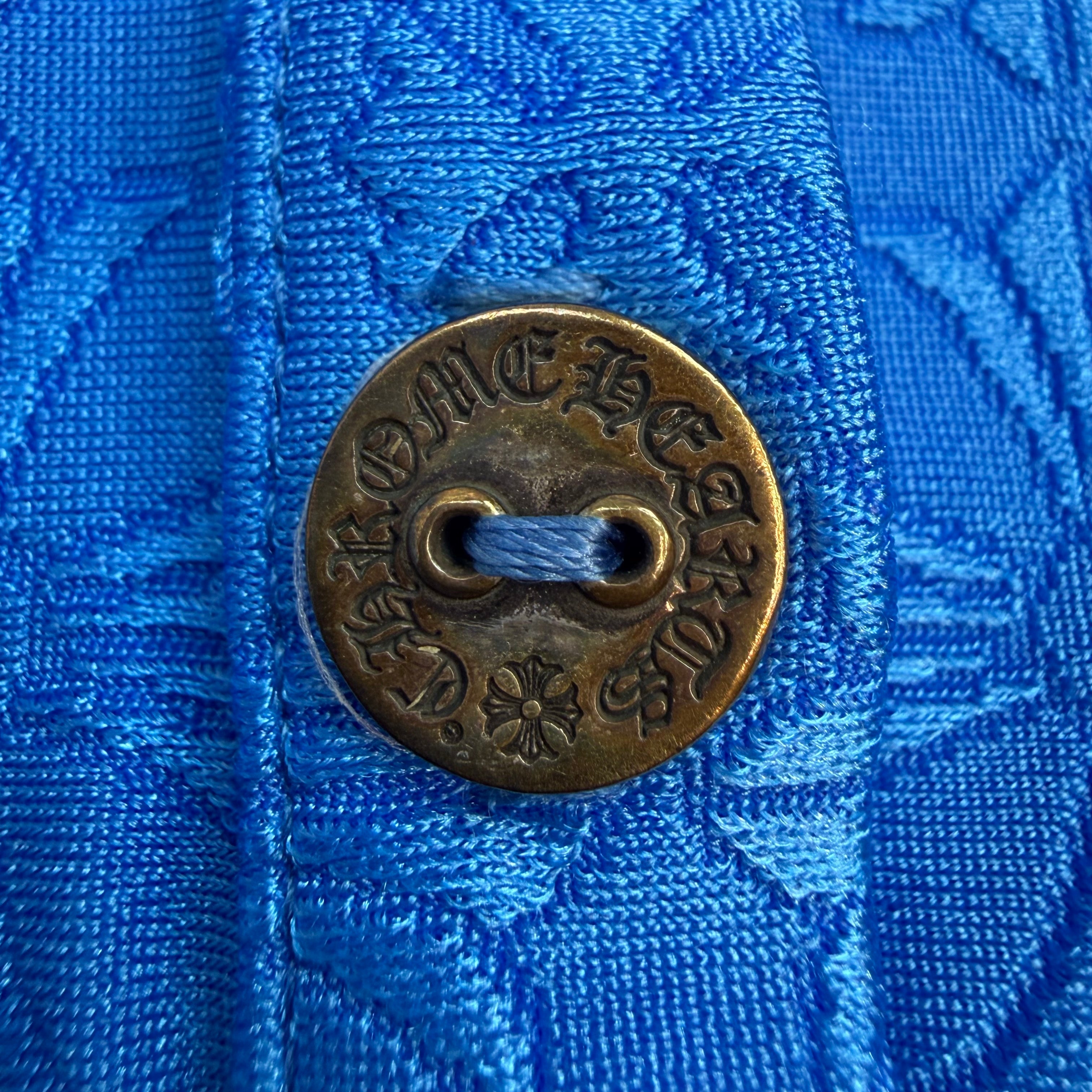 (W) Chrome Hearts Cross Pattern Horseshoe Golf Polo Shirt Blue