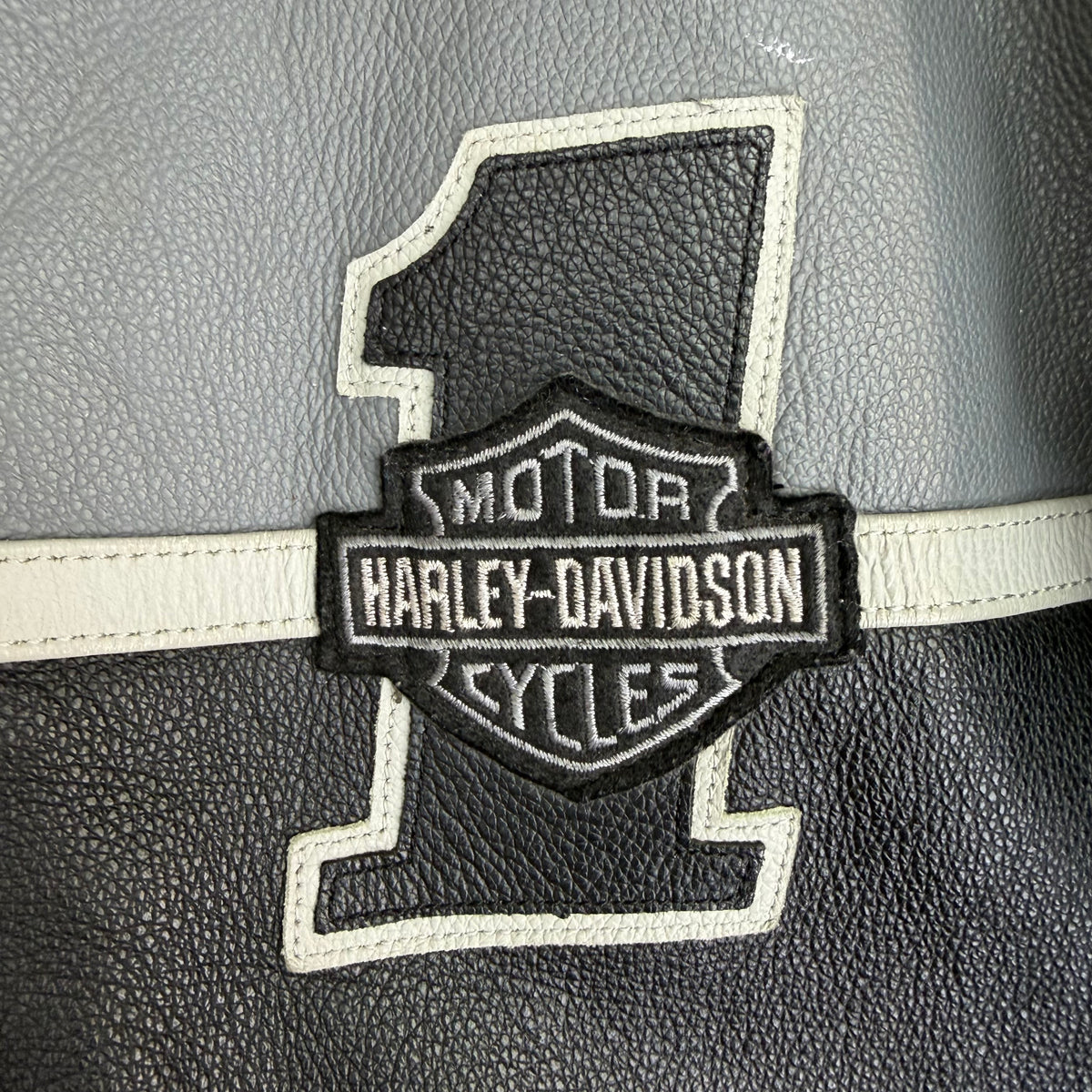 Vintage Harley Davidson Leather Racing Jacket Black/Grey