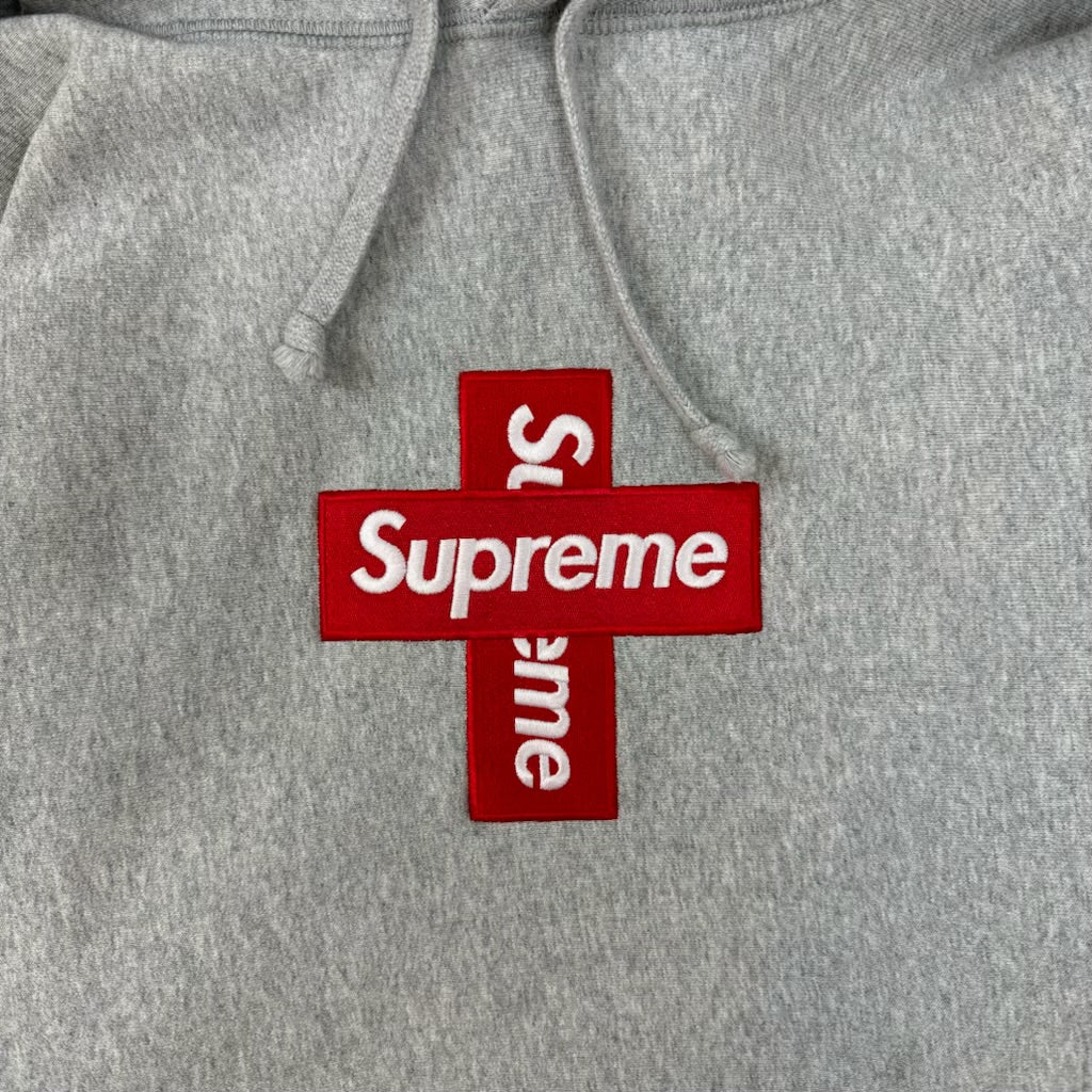 Supreme Cross Box Logo Hoodie Grey