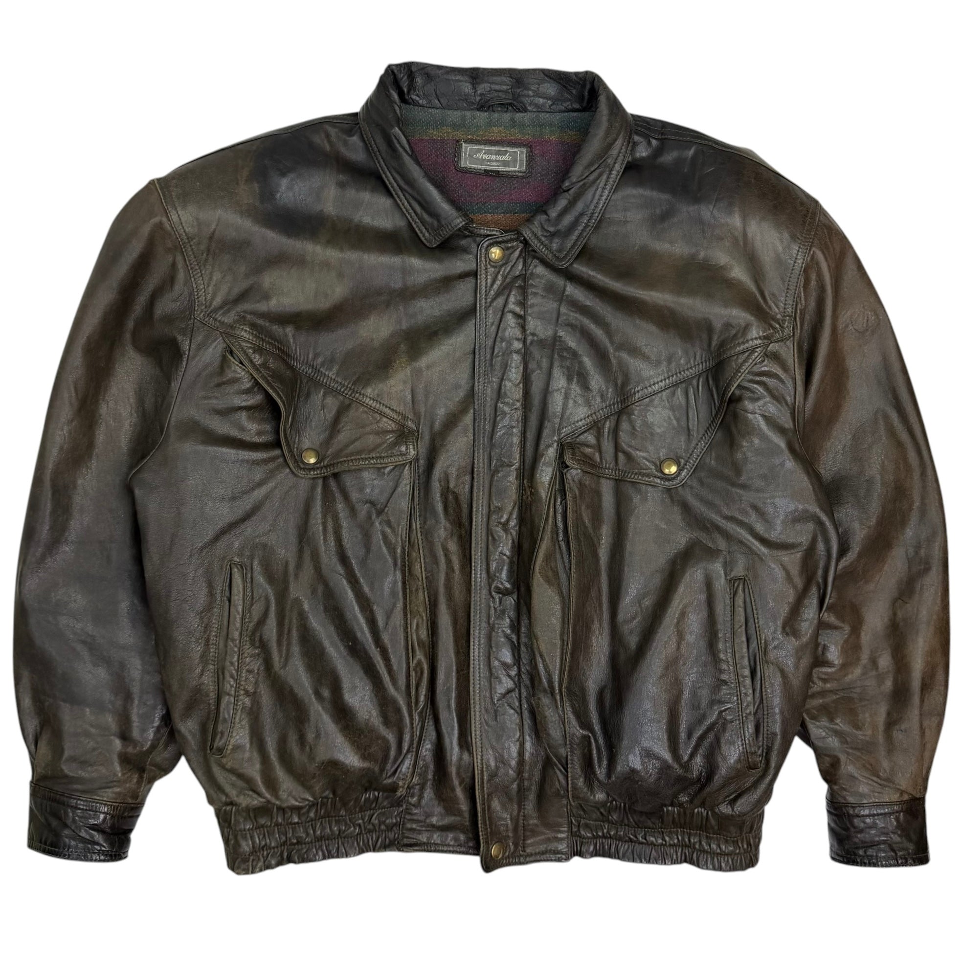 Vintage Leather Blanked Lined Jacket Brown