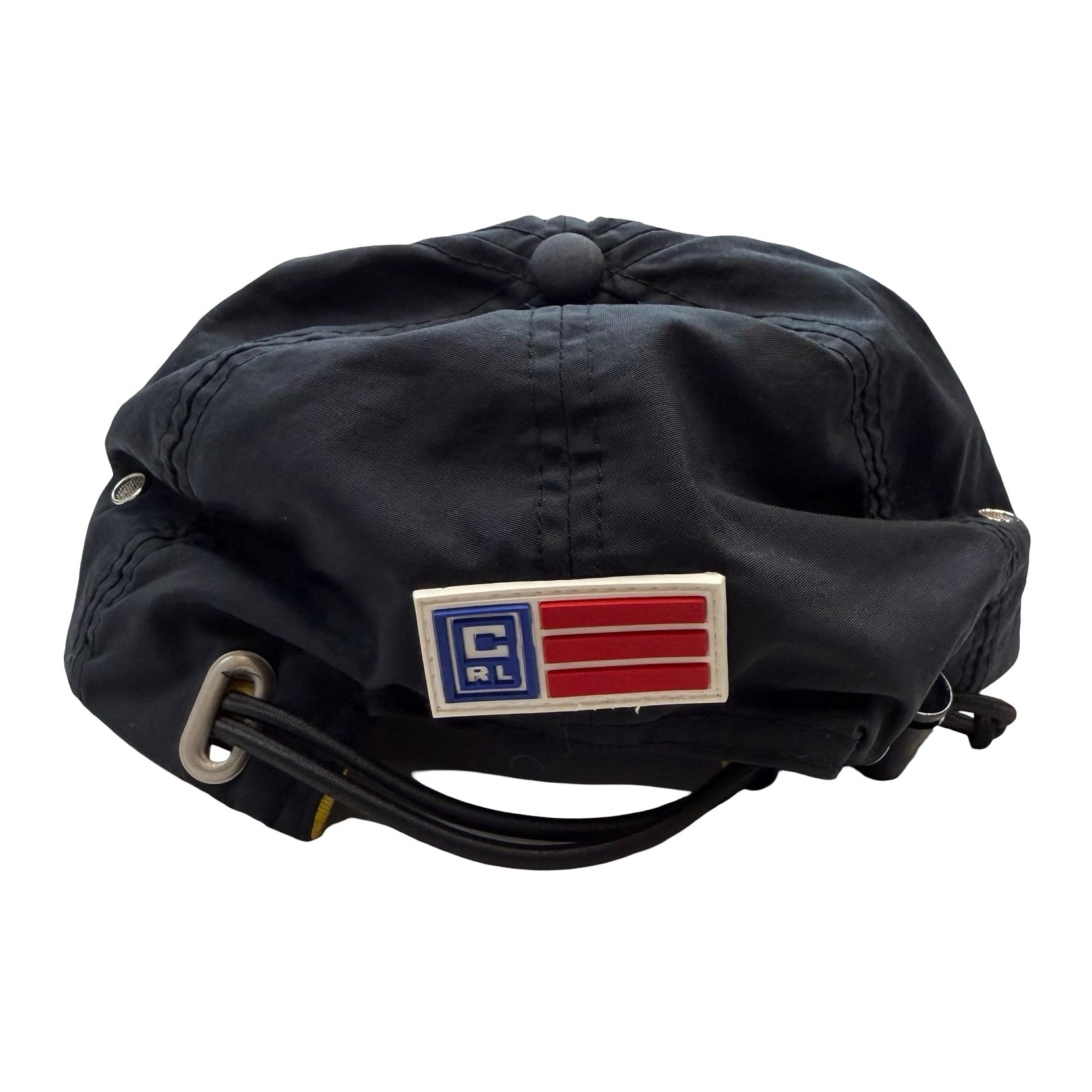 Vintage Chaps Ralph Lauren Flag Drawstring Hat Black