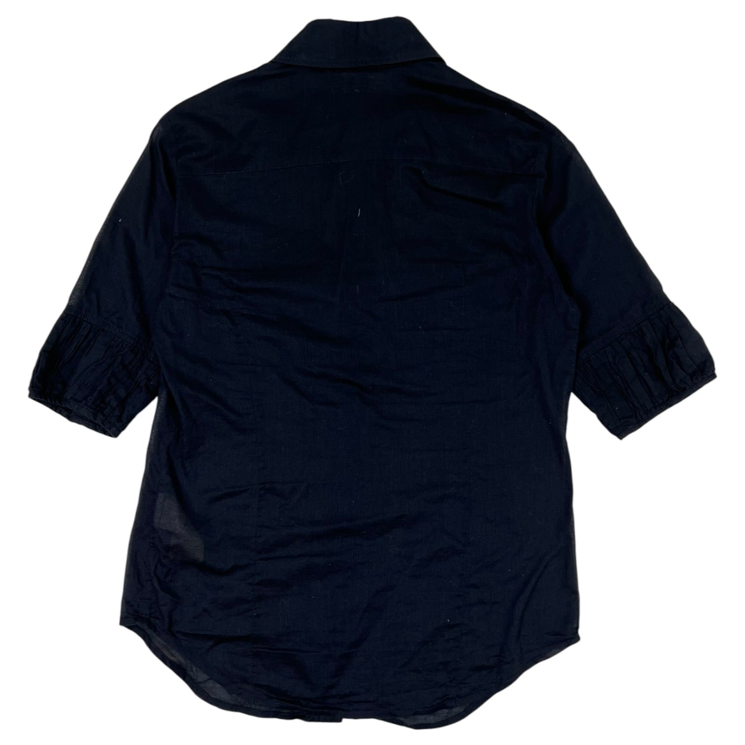 (W) Burberry Button Up 3/4 Sleeve Shirt Black